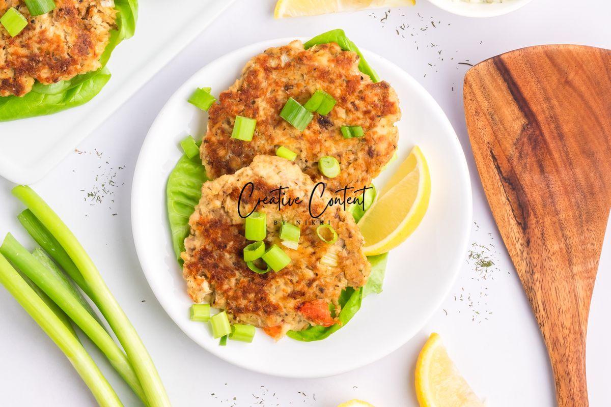 Salmon Cakes With Canned Salmon + Tarter Sauce - Set 1 of 2