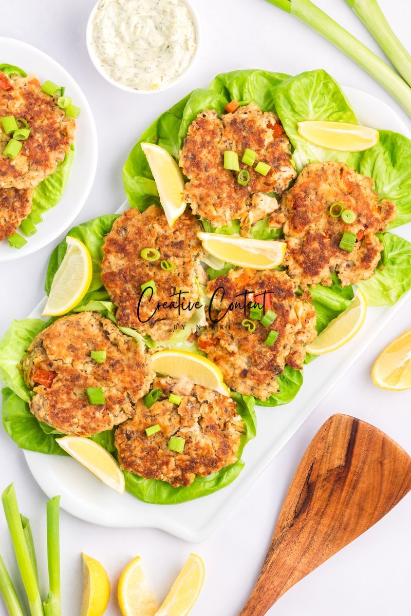 Salmon Cakes With Canned Salmon + Tarter Sauce - Set 1 of 2