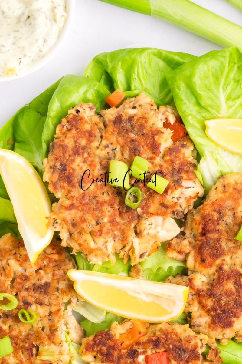 Salmon Cakes With Canned Salmon + Tarter Sauce - Set 1 of 2