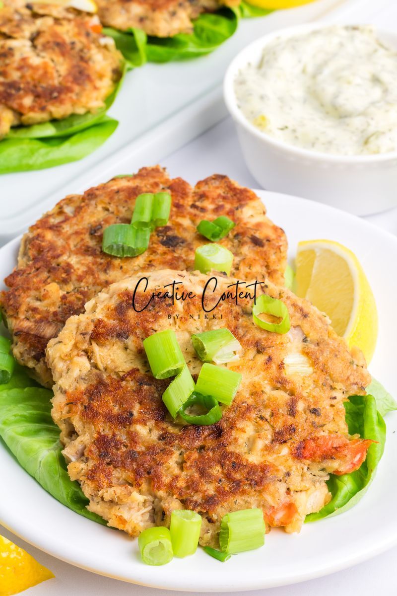 Salmon Cakes With Canned Salmon + Tarter Sauce - Set 1 of 2