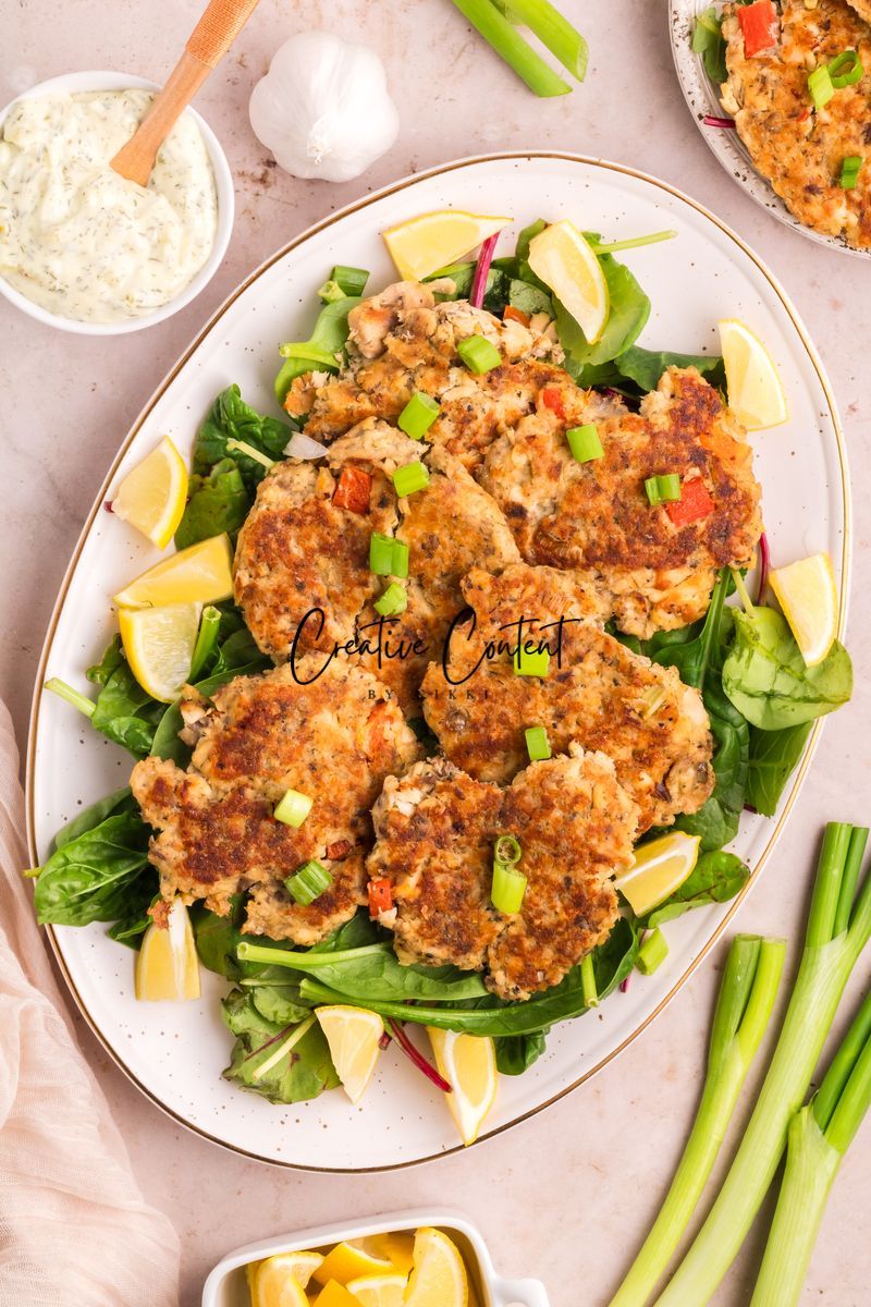 Salmon Cakes With Canned Salmon + Tarter Sauce - Set 2 of 2