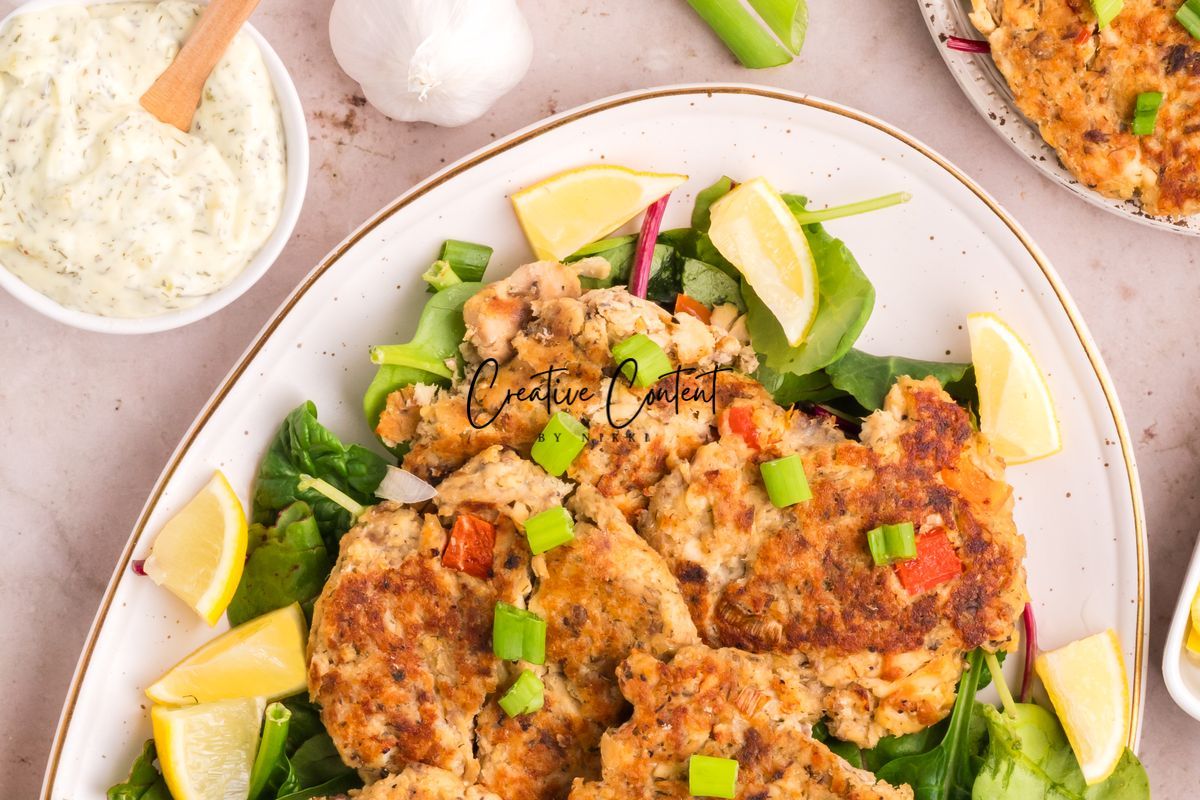 Salmon Cakes With Canned Salmon + Tarter Sauce - Set 2 of 2