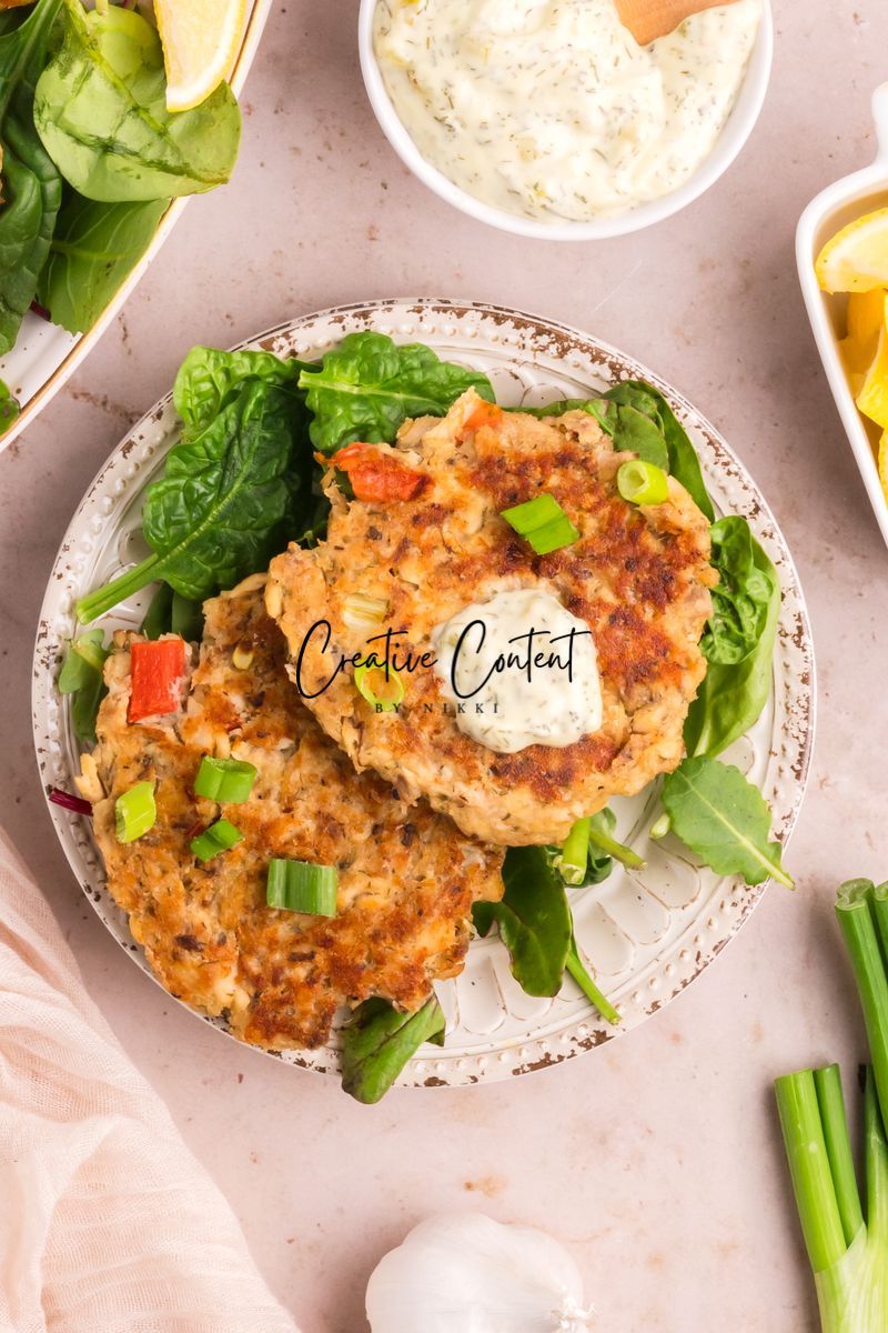 Salmon Cakes With Canned Salmon + Tarter Sauce - Set 2 of 2