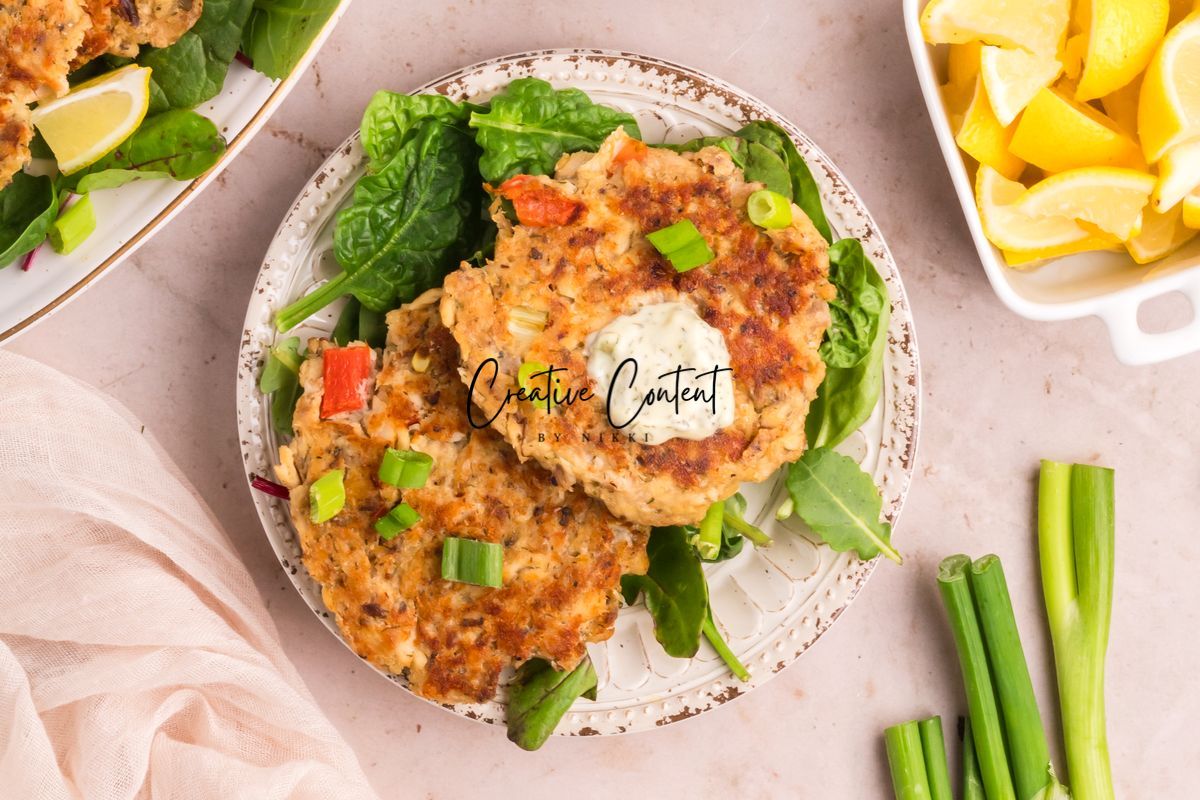 Salmon Cakes With Canned Salmon + Tarter Sauce - Set 2 of 2