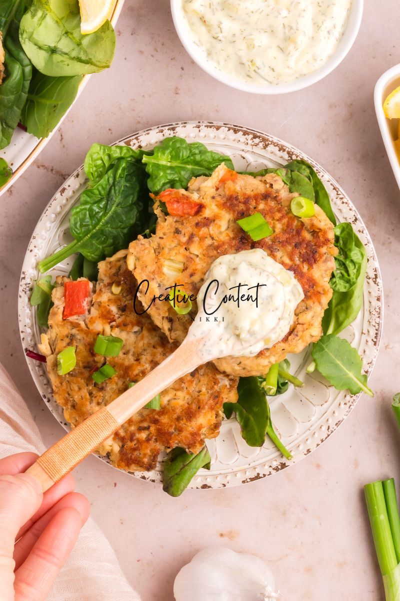 Salmon Cakes With Canned Salmon + Tarter Sauce - Set 2 of 2