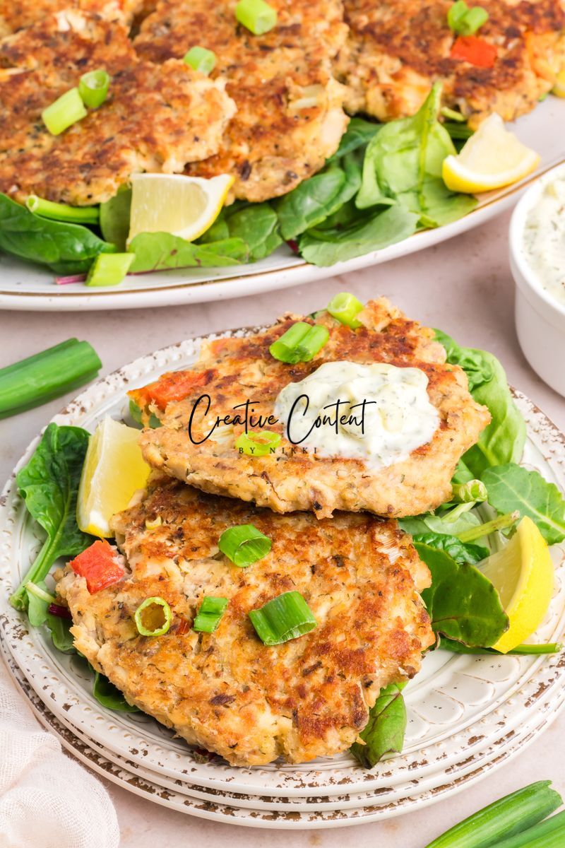 Salmon Cakes With Canned Salmon + Tarter Sauce - Set 2 of 2