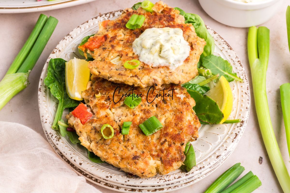 Salmon Cakes With Canned Salmon + Tarter Sauce - Set 2 of 2
