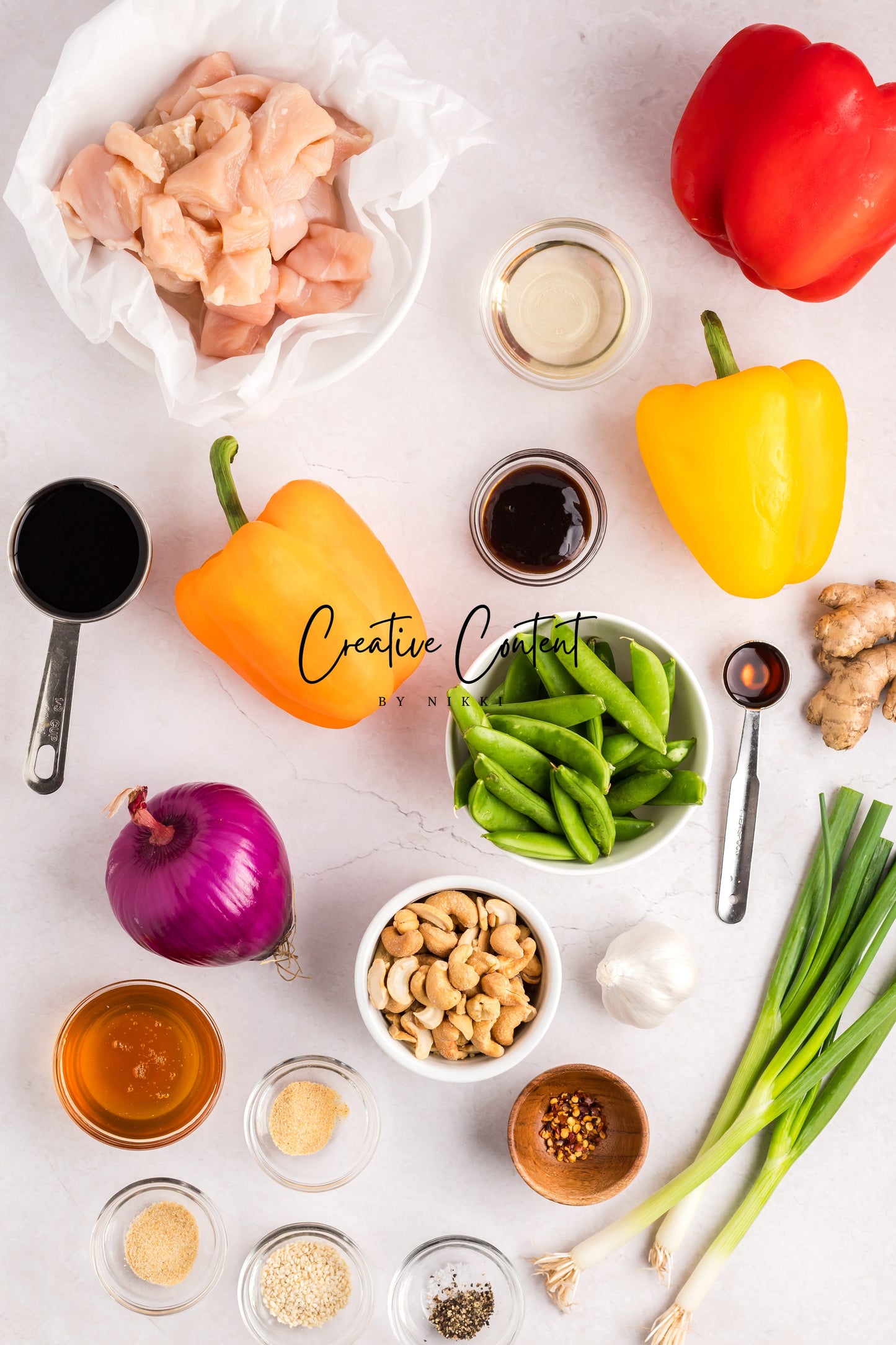 Sheet Pan Cashew Chicken Stir Fry - Ingredients + A Few In Process + 21 Heroes - Exclusive