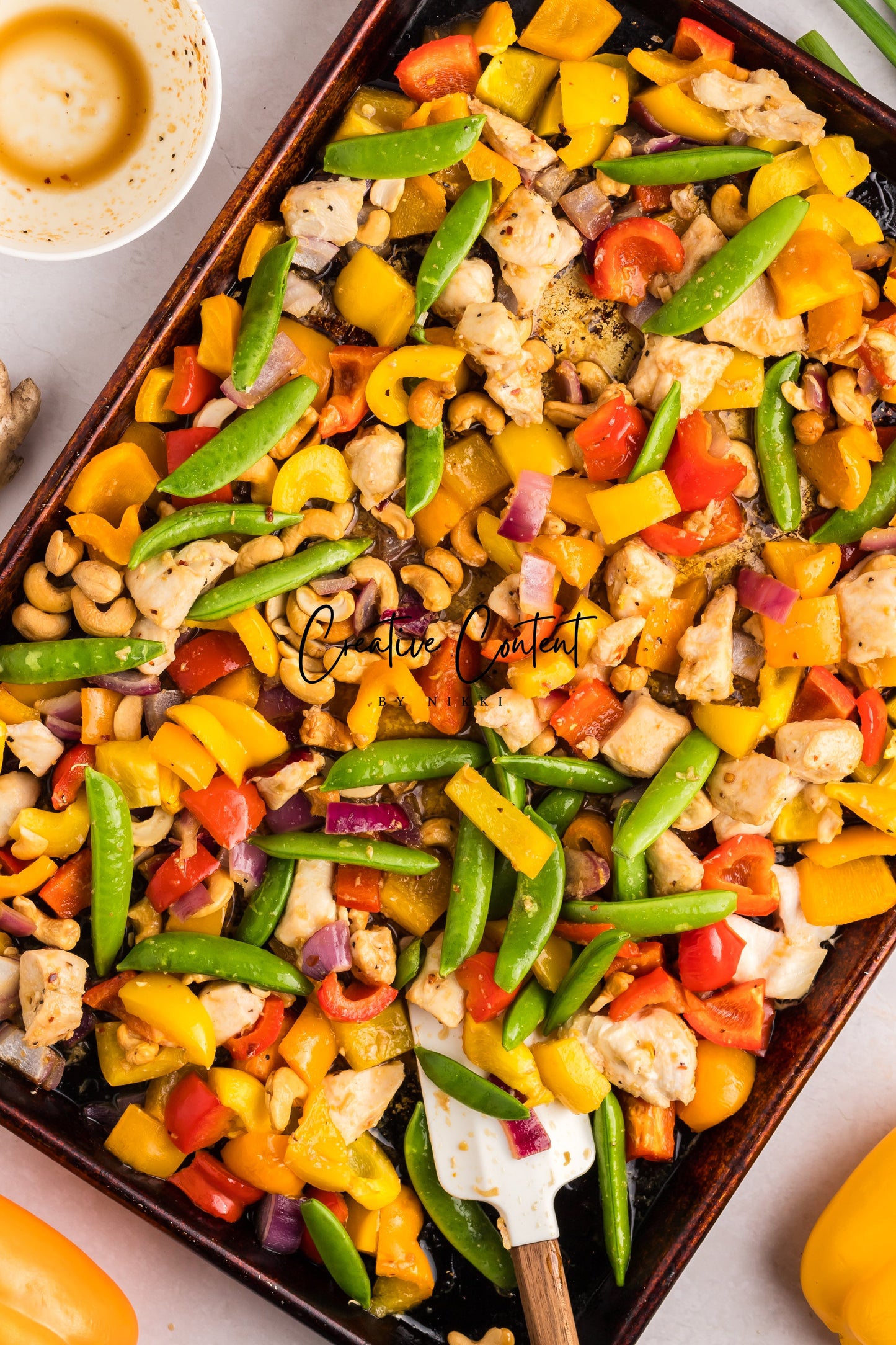 Sheet Pan Cashew Chicken Stir Fry - Ingredients + A Few In Process + 21 Heroes - Exclusive