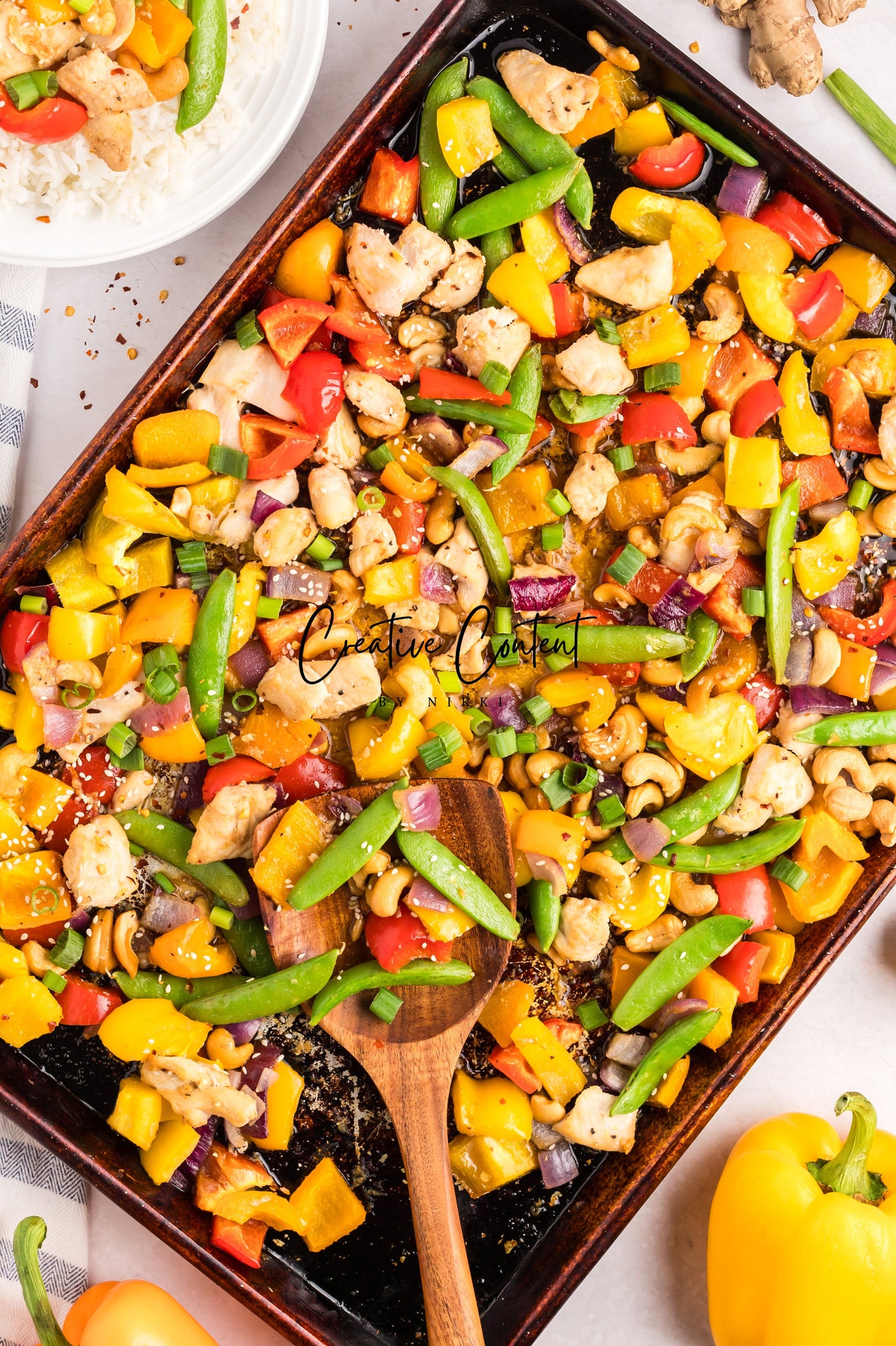 Sheet Pan Cashew Chicken Stir Fry - Ingredients + A Few In Process + 21 Heroes - Exclusive