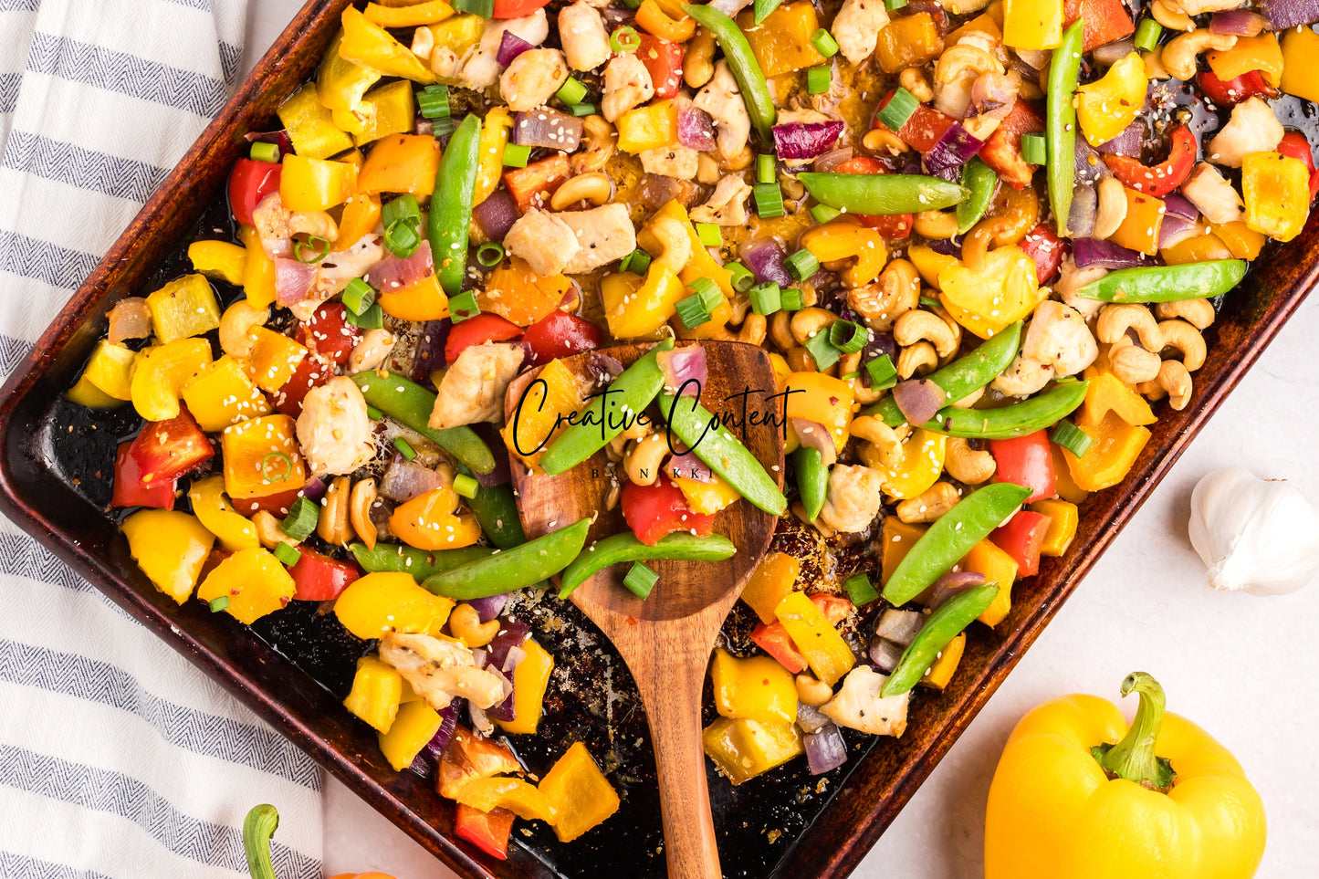 Sheet Pan Cashew Chicken Stir Fry - Ingredients + A Few In Process + 21 Heroes - Exclusive