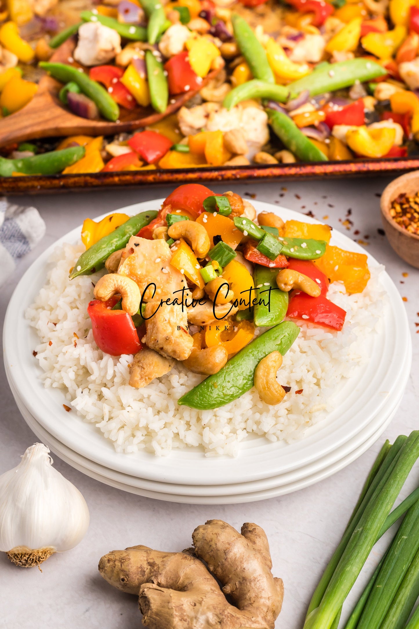 Sheet Pan Cashew Chicken Stir Fry - Ingredients + A Few In Process + 21 Heroes - Exclusive