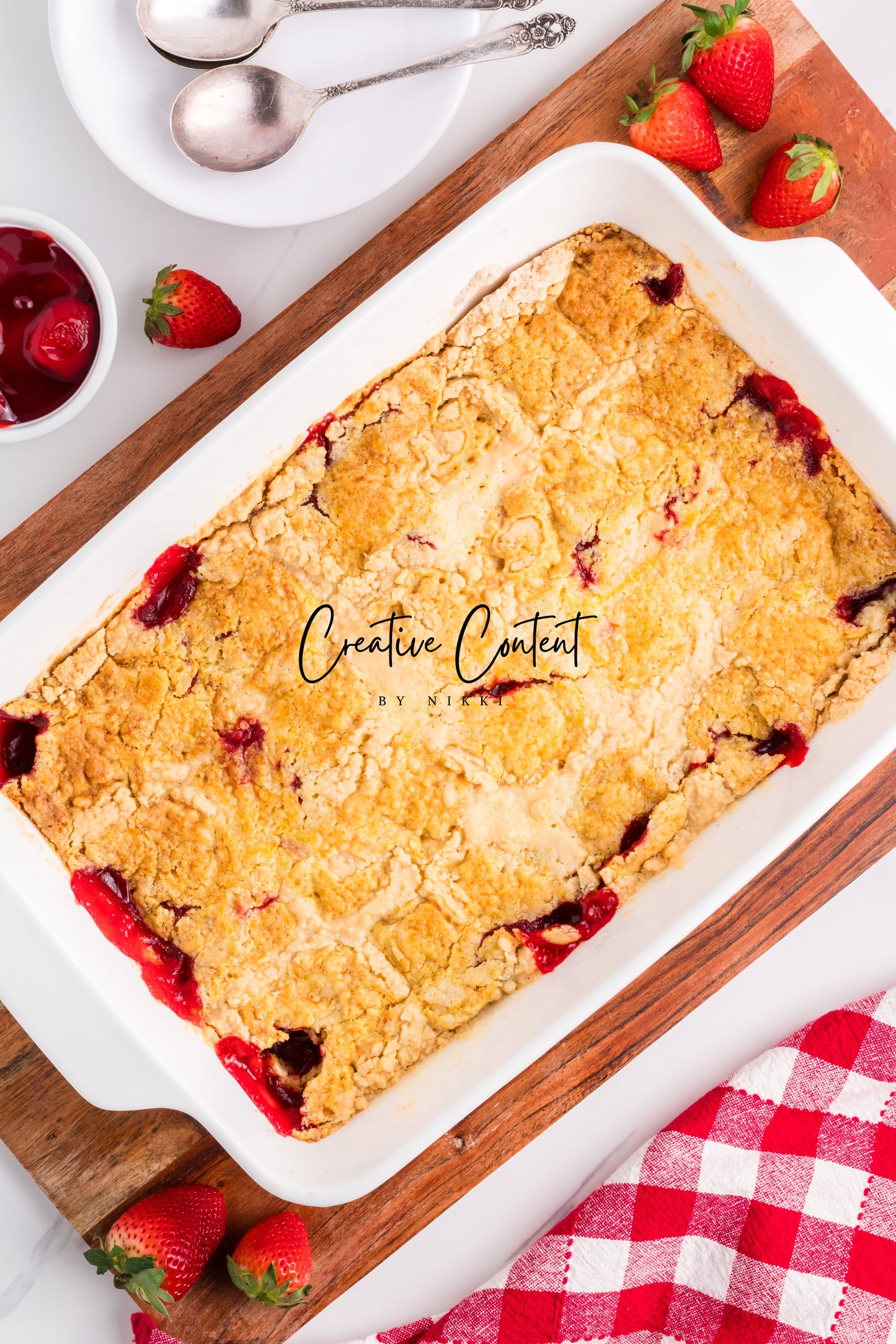 3 Ingredient Strawberry Dump Cake- Set 1 of 2