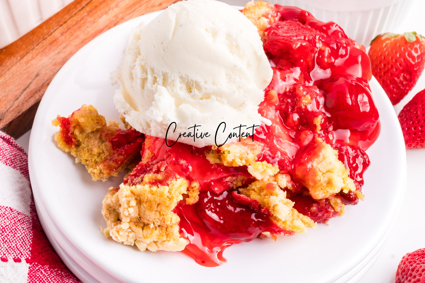 3 Ingredient Strawberry Dump Cake- Set 1 of 2
