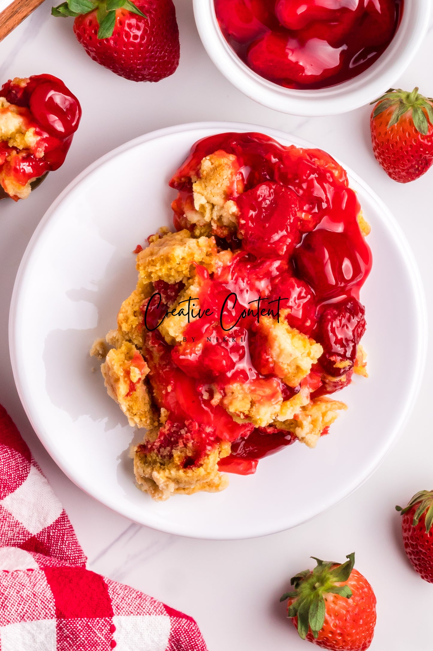 3 Ingredient Strawberry Dump Cake- Set 1 of 2