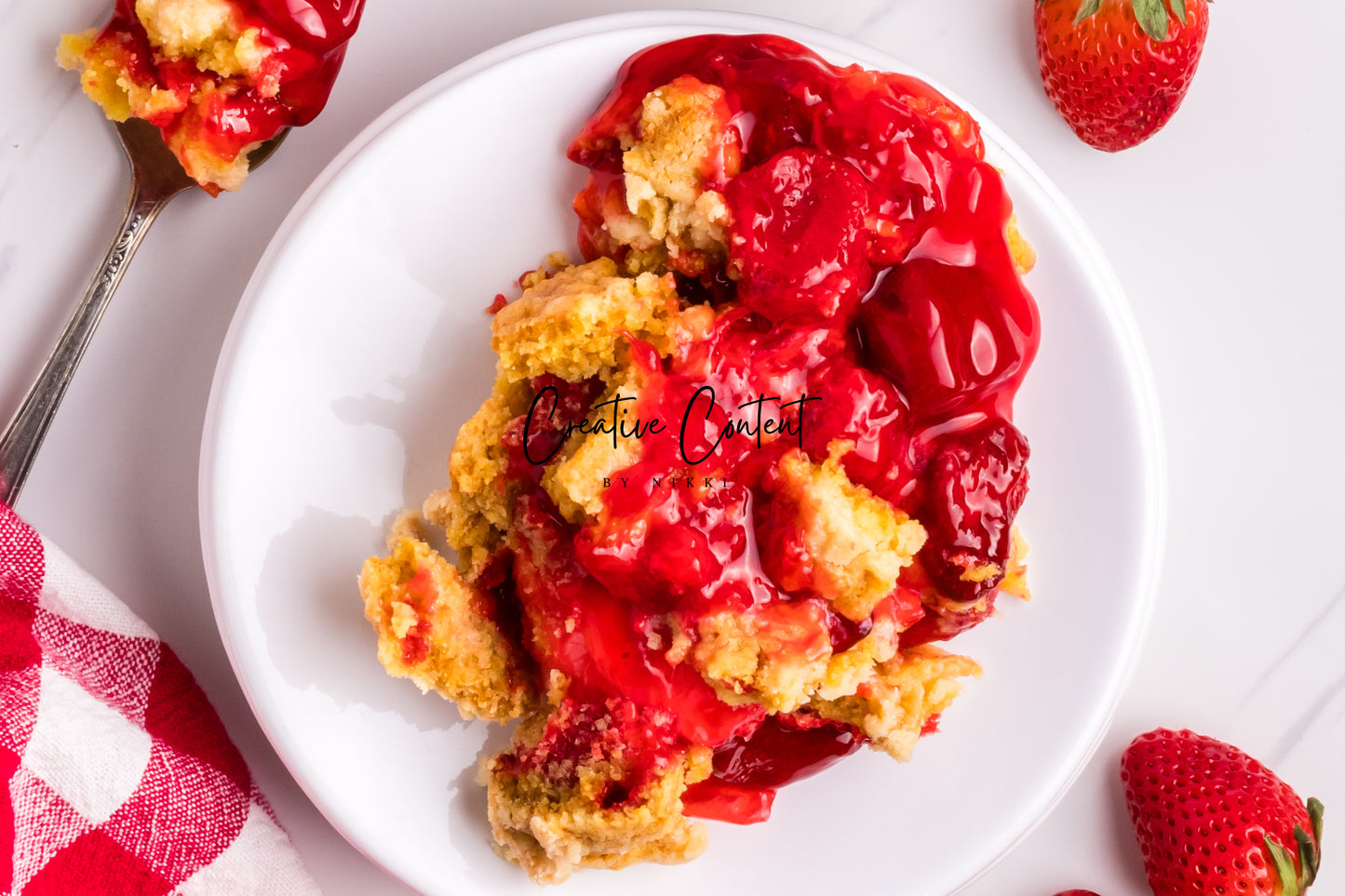 3 Ingredient Strawberry Dump Cake- Set 1 of 2