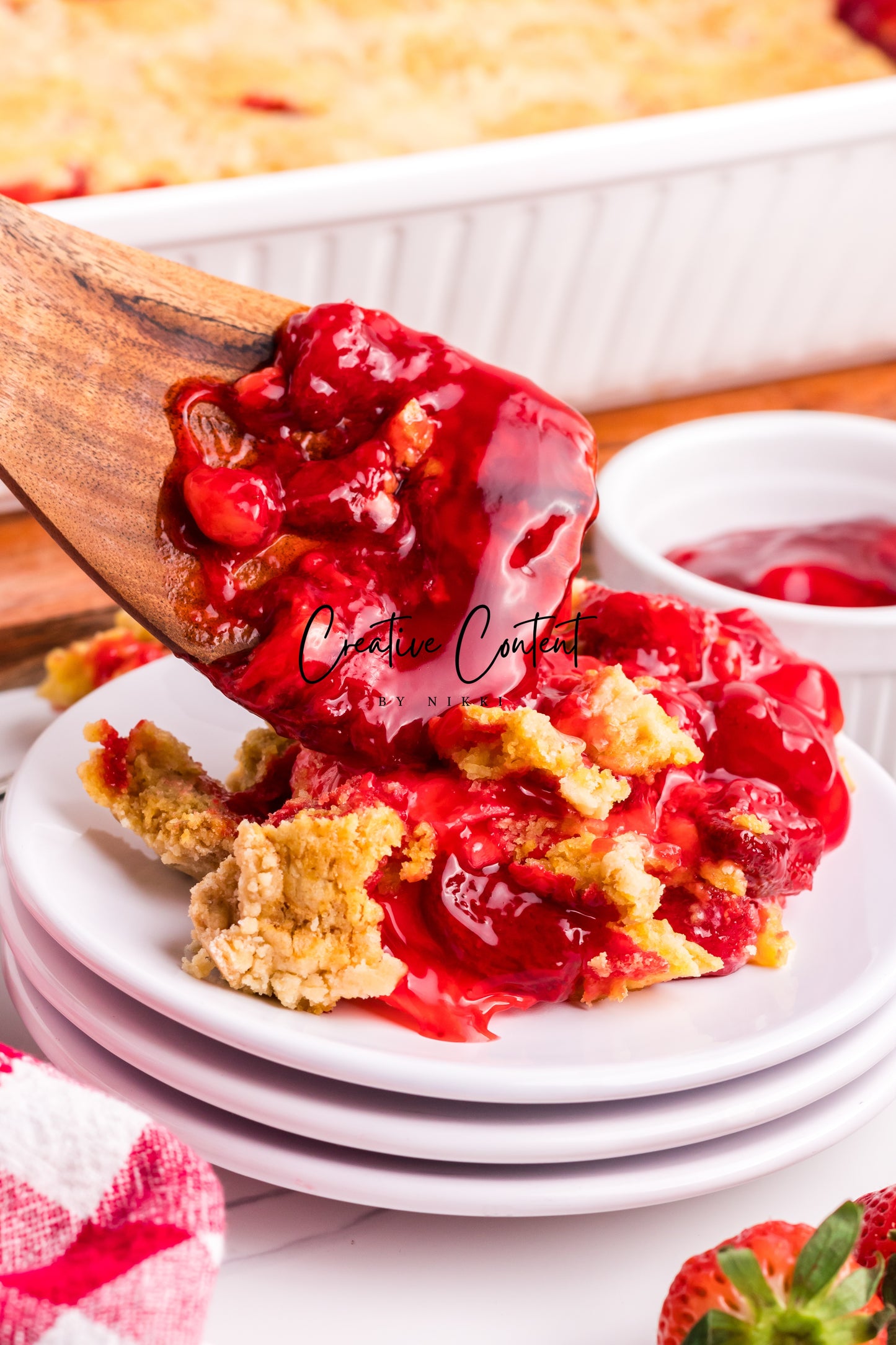 3 Ingredient Strawberry Dump Cake- Set 1 of 2