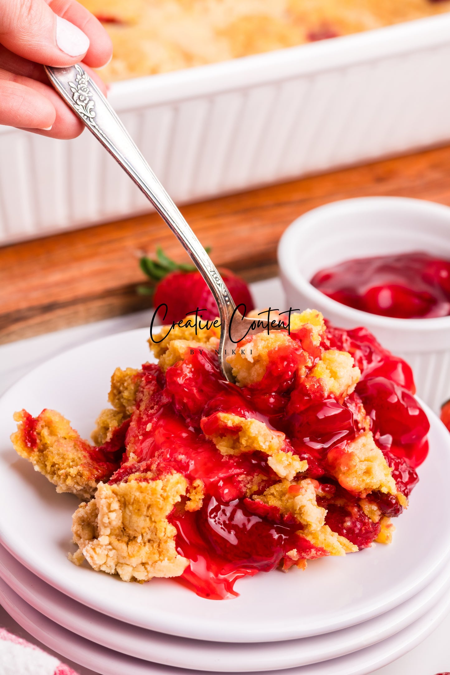 3 Ingredient Strawberry Dump Cake- Set 1 of 2