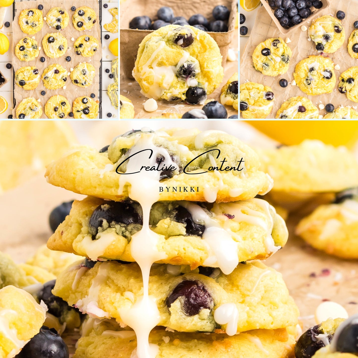 Lemon Blueberry Cake Cookies With A Lemon Glaze - Set 2 of 2