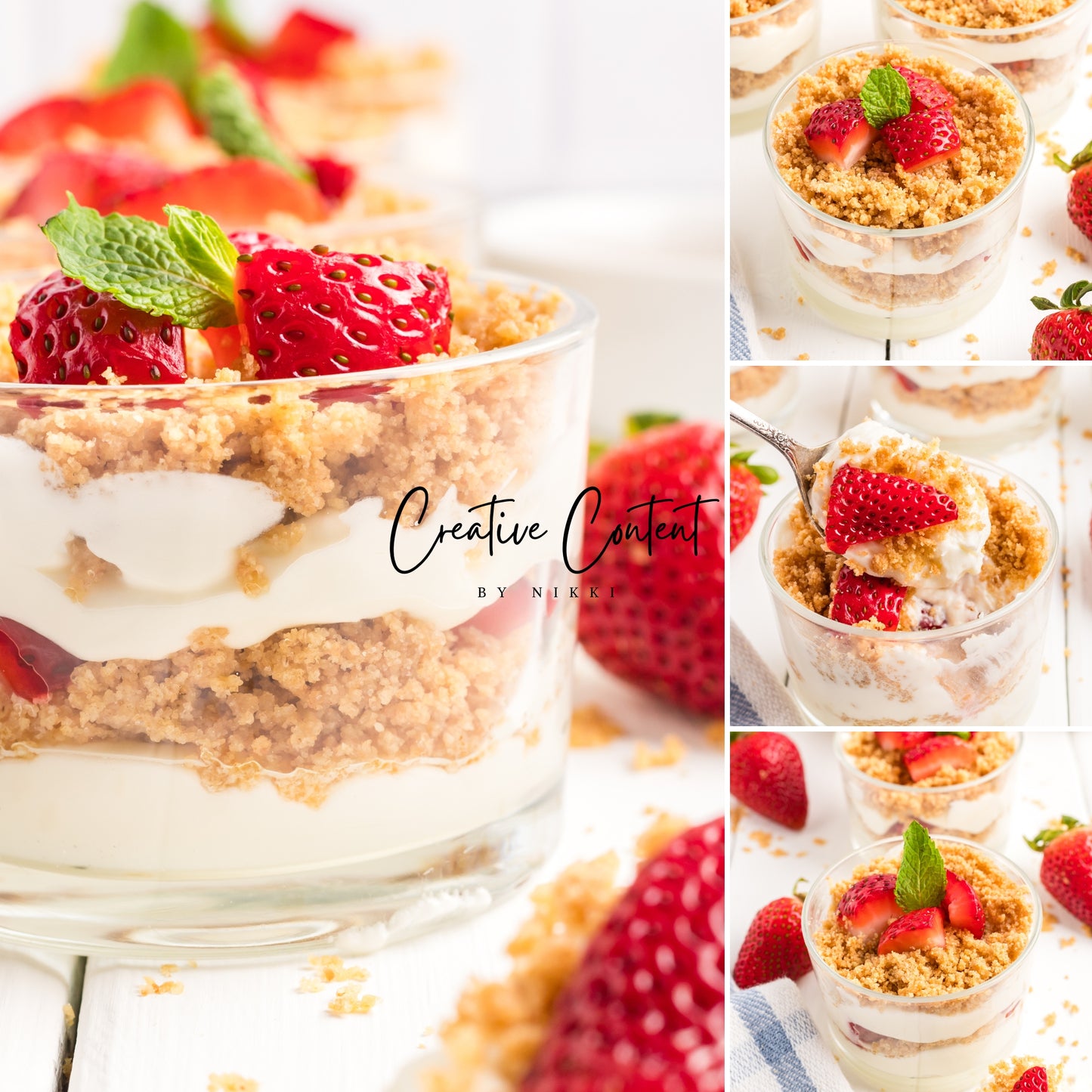 No Bake Strawberry Cheesecake Parfaits - Set 2 of 2