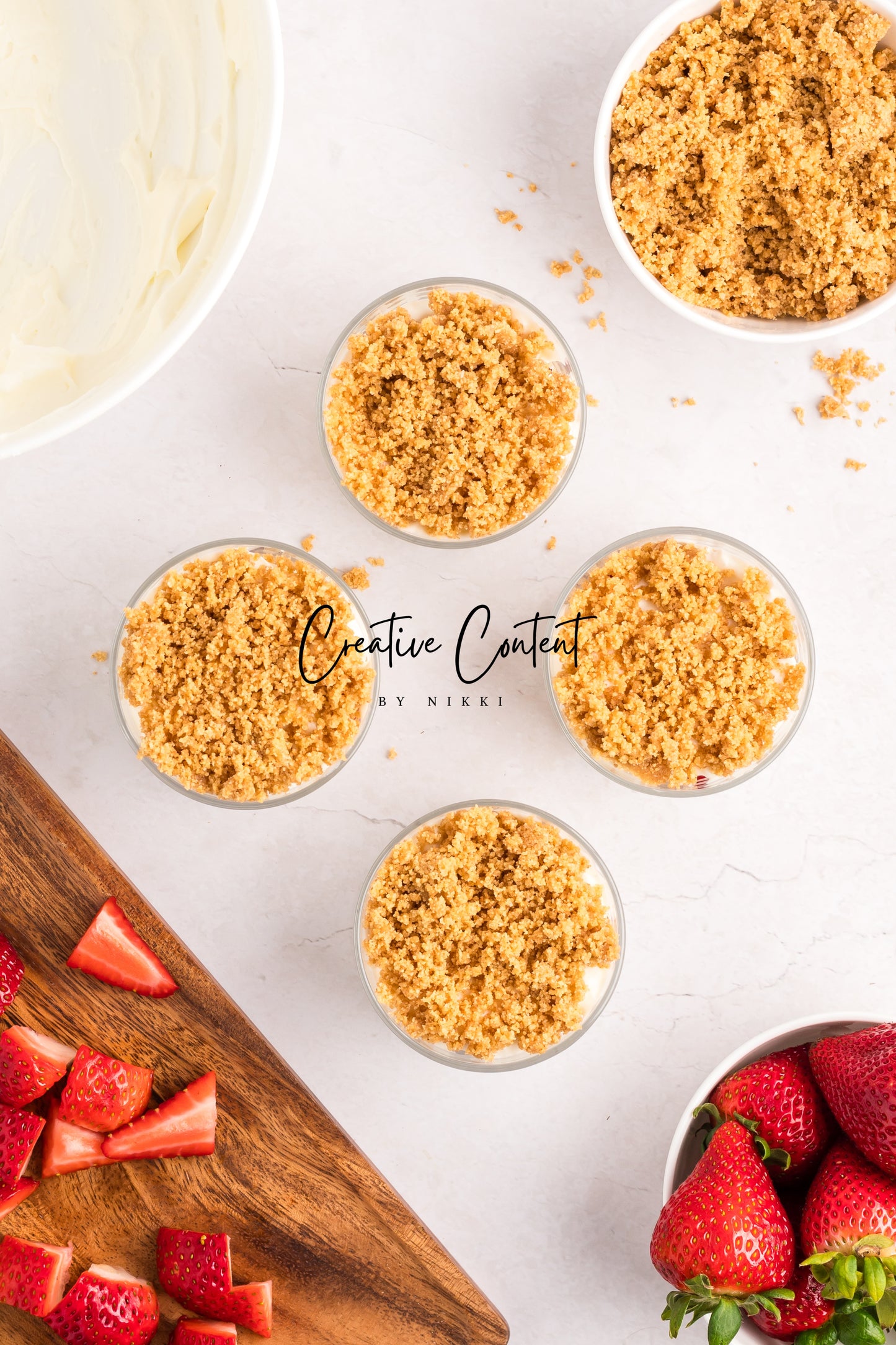 No Bake Strawberry Cheesecake Parfaits - Set 2 of 2