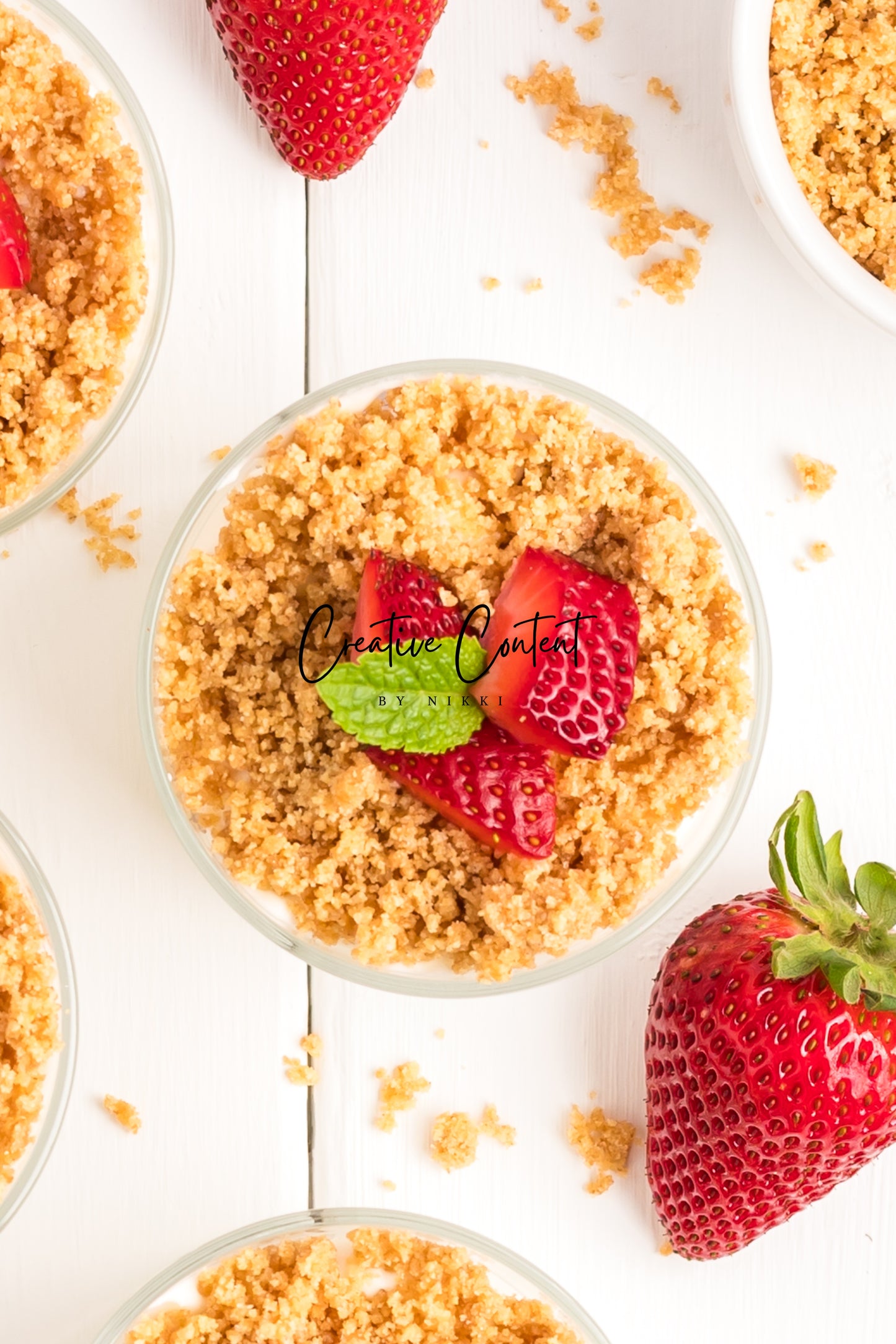 No Bake Strawberry Cheesecake Parfaits - Set 2 of 2