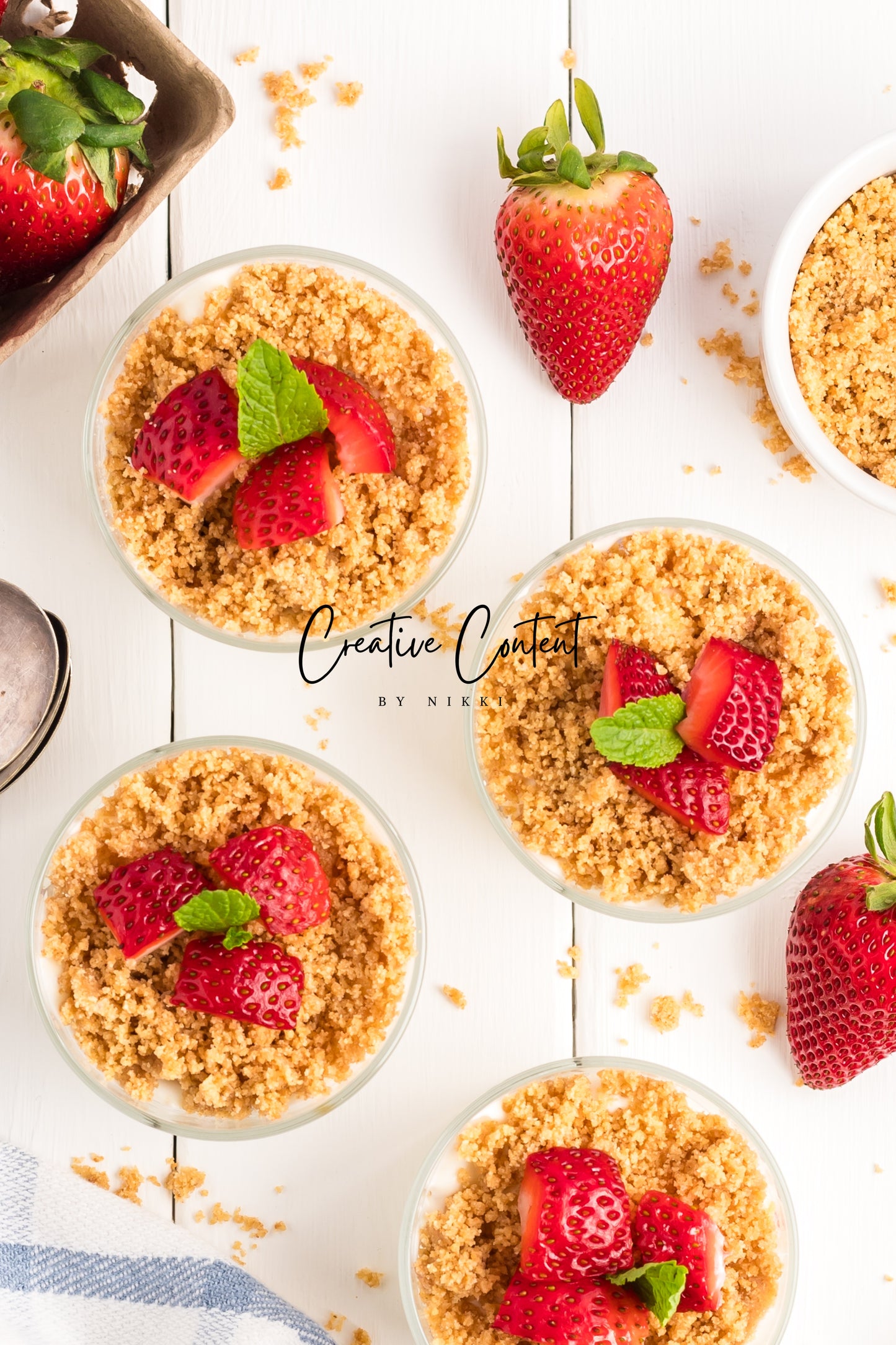 No Bake Strawberry Cheesecake Parfaits - Set 2 of 2