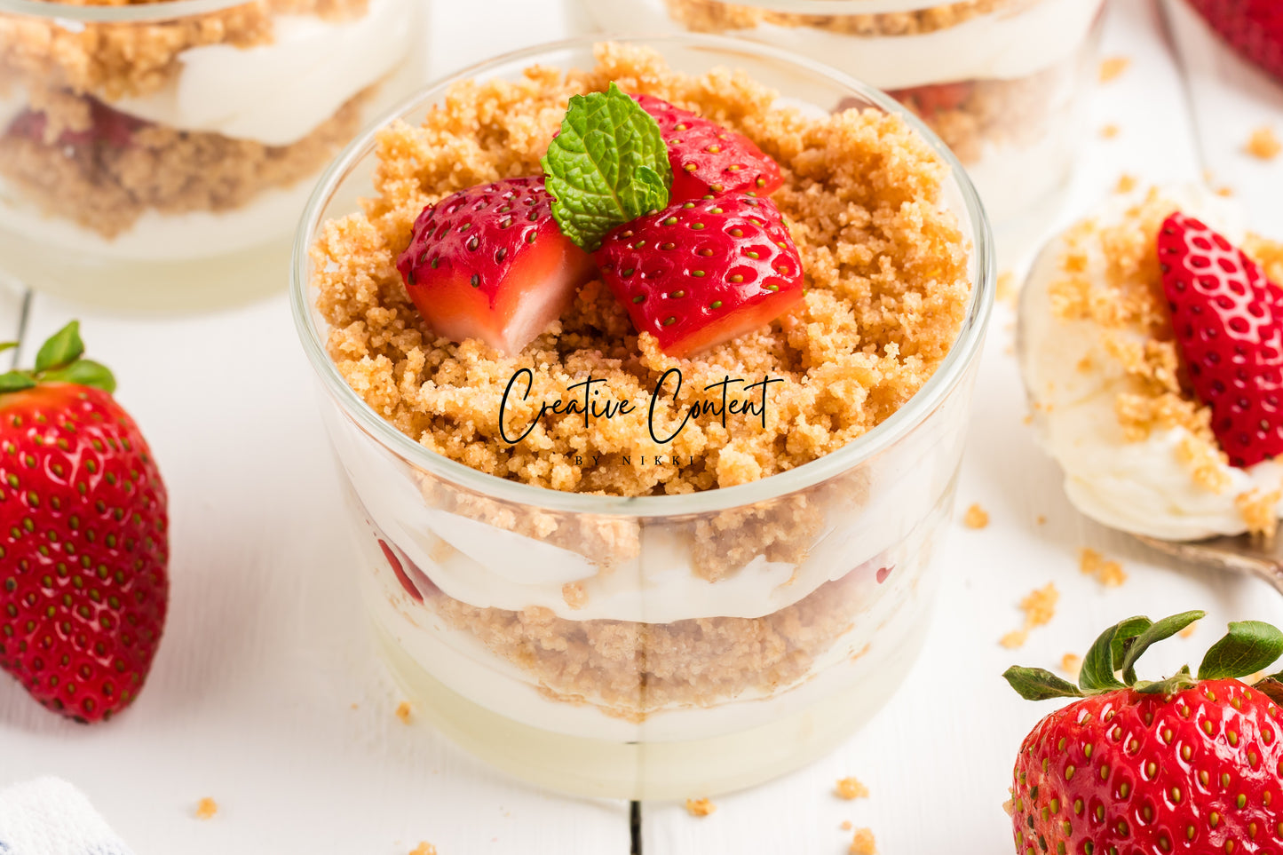 No Bake Strawberry Cheesecake Parfaits - Set 2 of 2