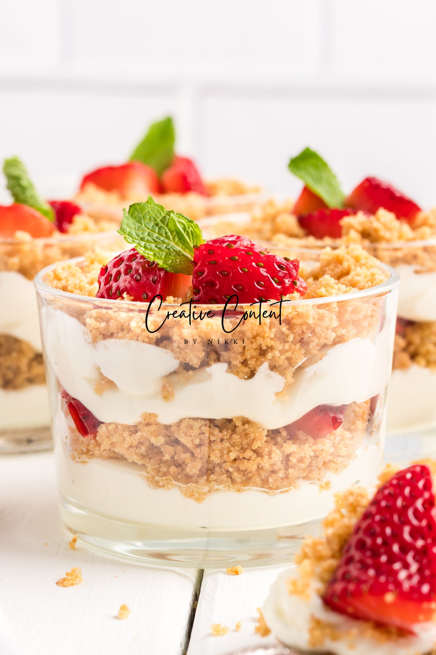 No Bake Strawberry Cheesecake Parfaits - Set 2 of 2