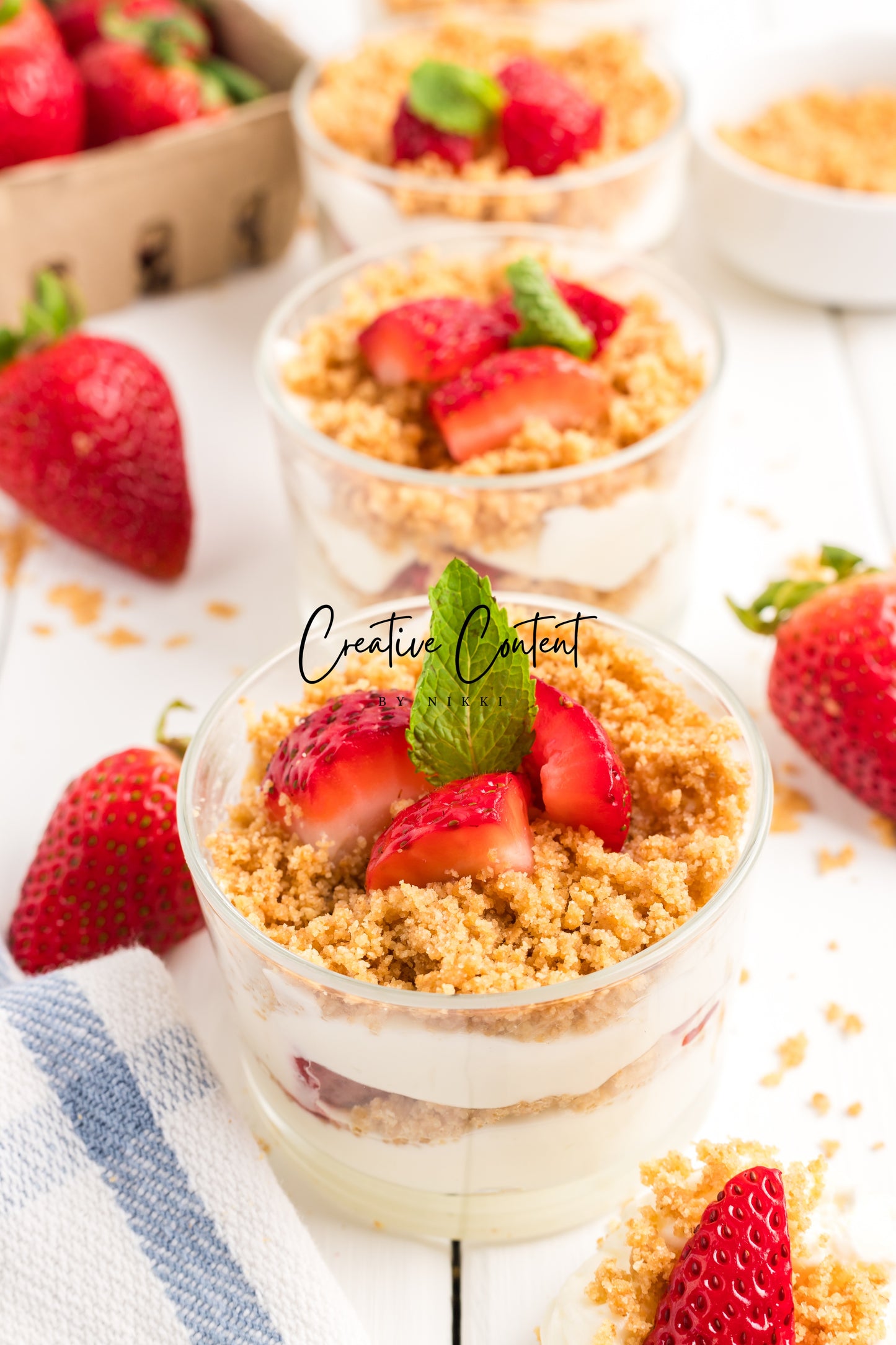 No Bake Strawberry Cheesecake Parfaits - Set 2 of 2