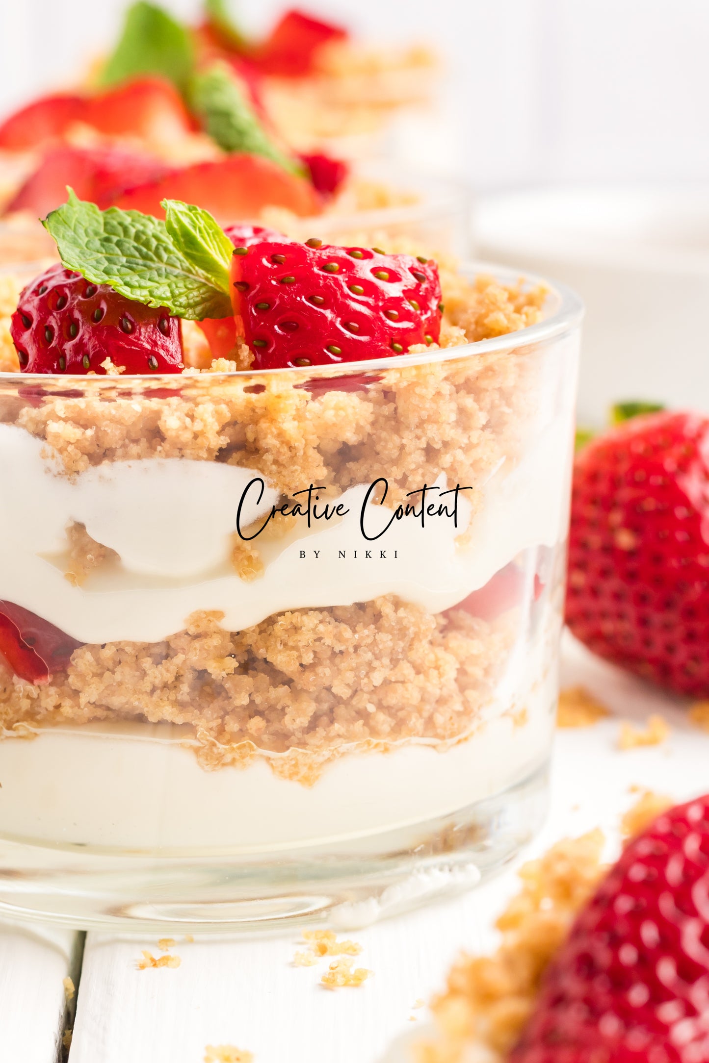 No Bake Strawberry Cheesecake Parfaits - Set 2 of 2