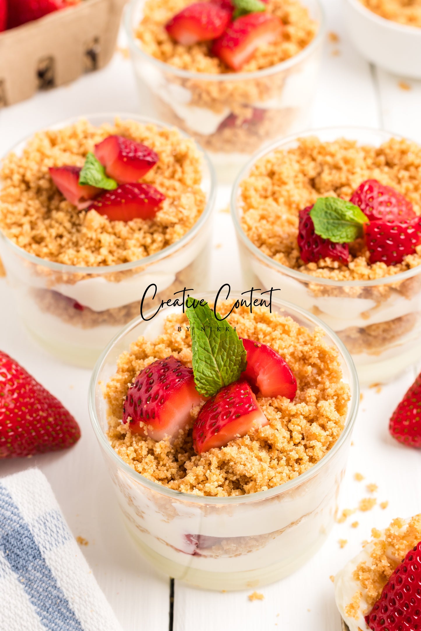 No Bake Strawberry Cheesecake Parfaits - Set 2 of 2
