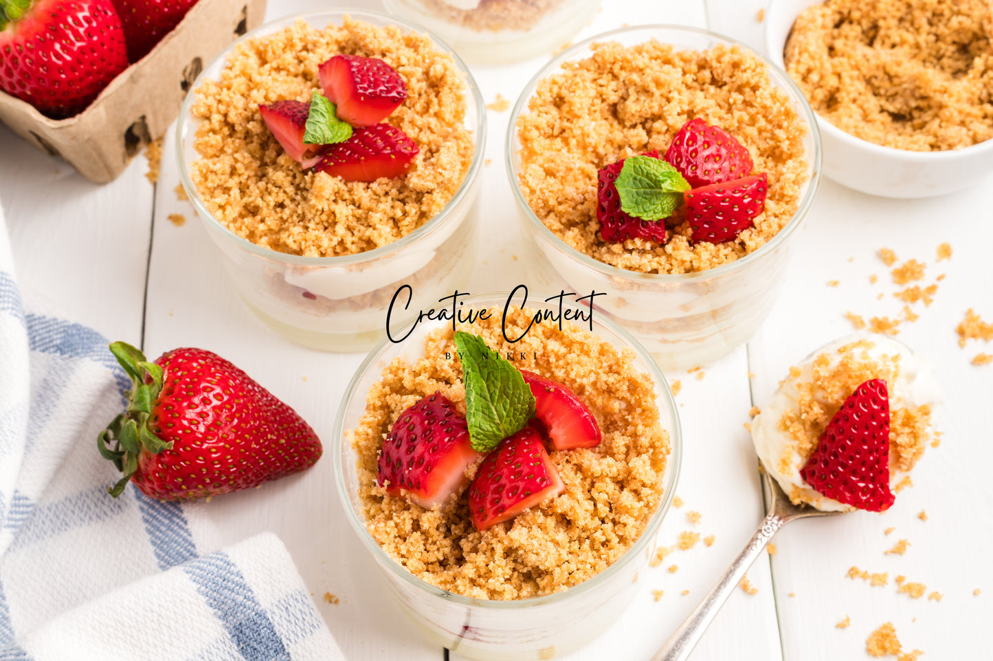 No Bake Strawberry Cheesecake Parfaits - Set 2 of 2