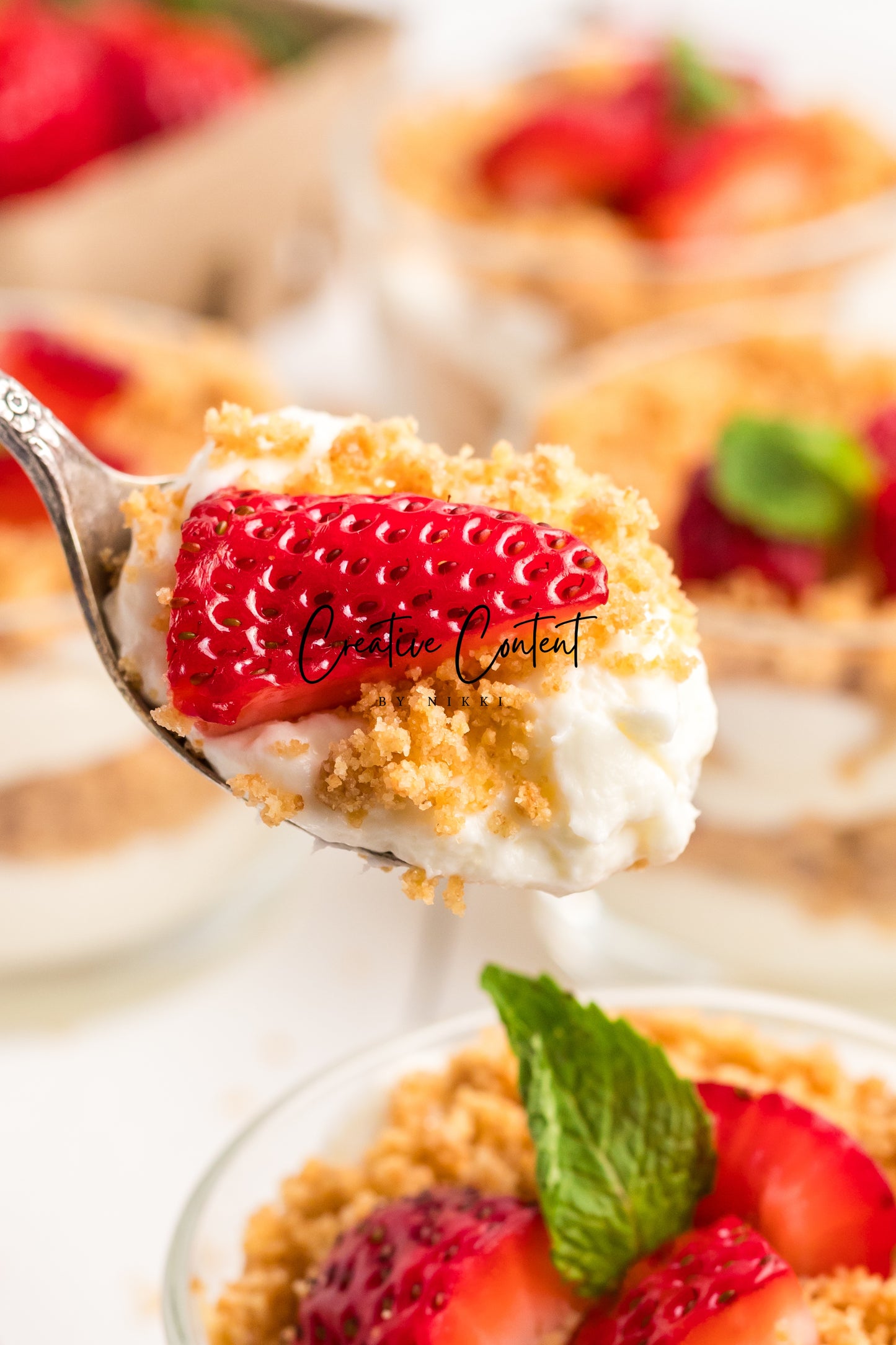 No Bake Strawberry Cheesecake Parfaits - Set 2 of 2
