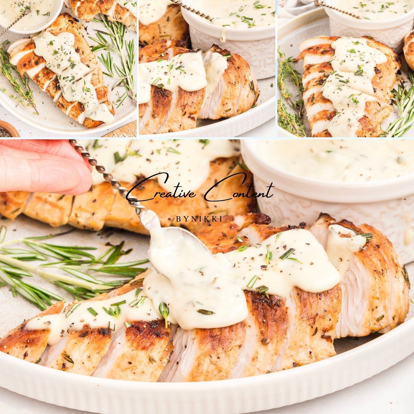 Garlic Herbed Roasted Turkey Breast With Rosemary Cream Sauce  - Exclusive