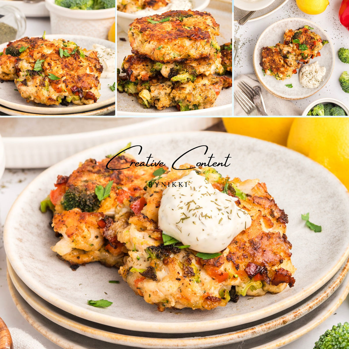 Chicken Broccoli Parm Fritters + Garlic Aioli - Exclusive