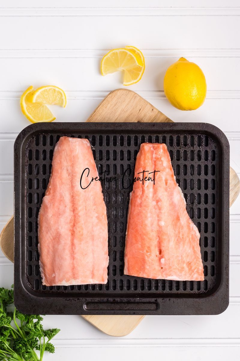 Air Fryer Frozen Salmon -  Exclusive (only air fryer trays shown / no air fryer)