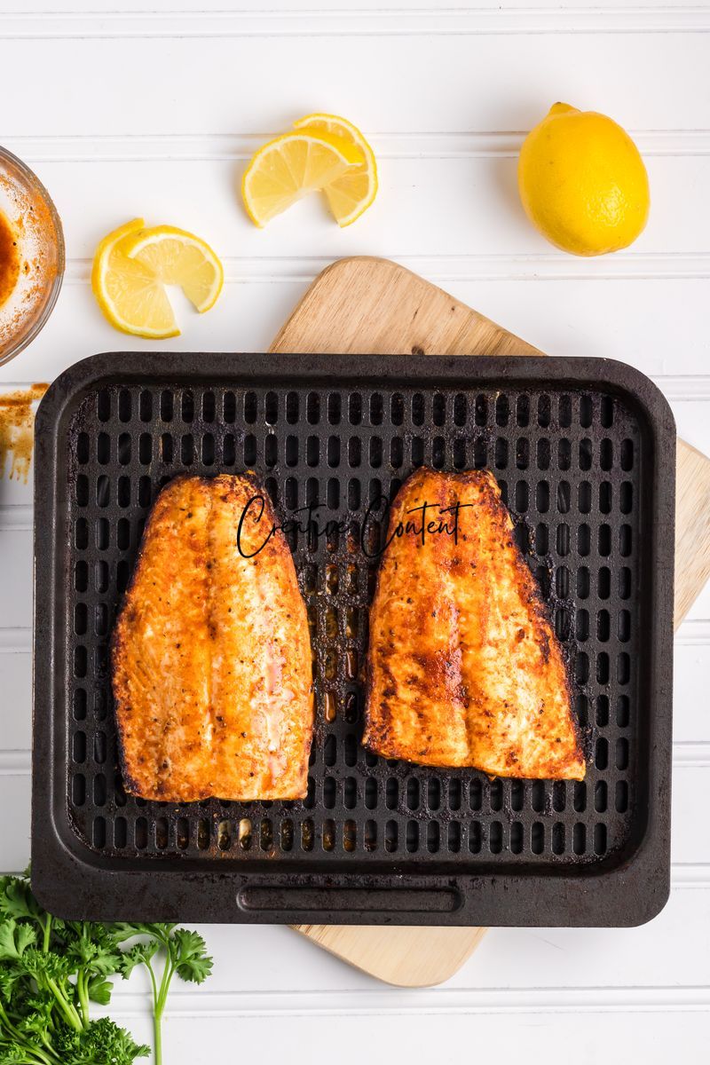 Air Fryer Frozen Salmon -  Exclusive (only air fryer trays shown / no air fryer)