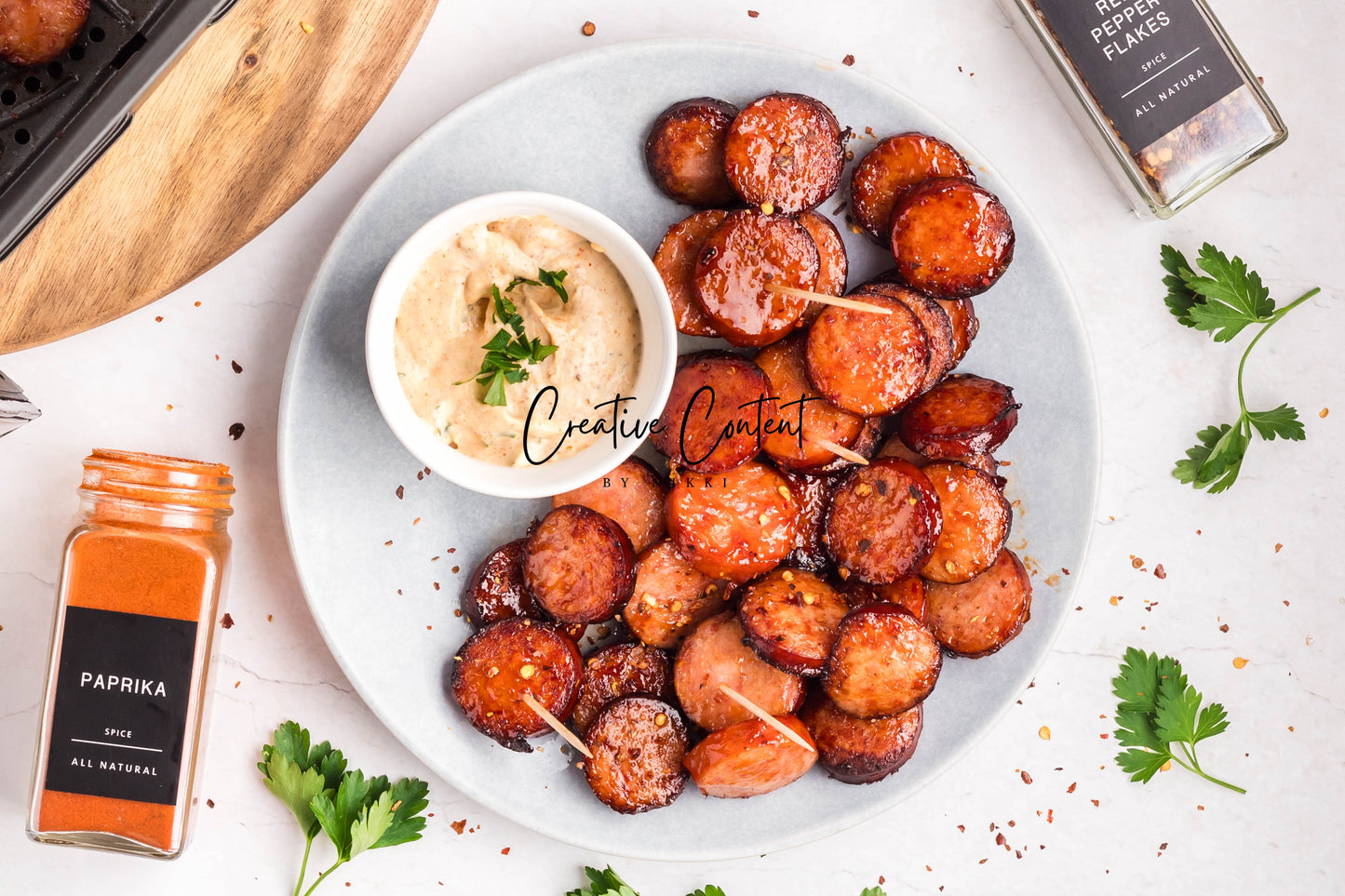 Air Fryer Kielbasa + Creamy Mustard Sauce - Set 1 of 2