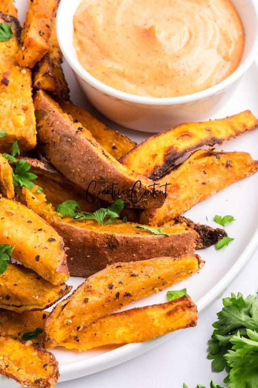 Air Fryer Sweet Potato Wedges + Spicy Mayo (2 recipes)  - Set 1 of 3