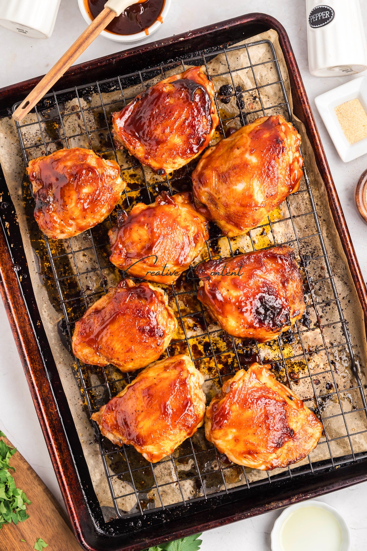 Baked Barbecue Chicken Thighs - Exclusive