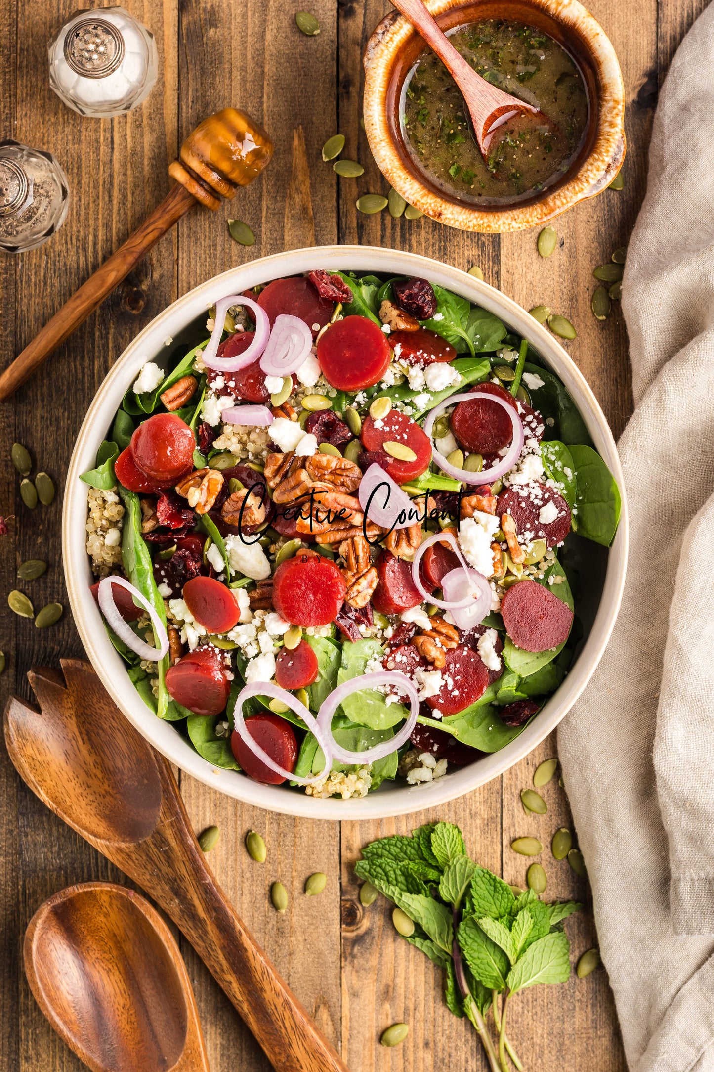 Beet Salad With Feta Cheese + Mint Vinaigrette - Set 2 of 2
