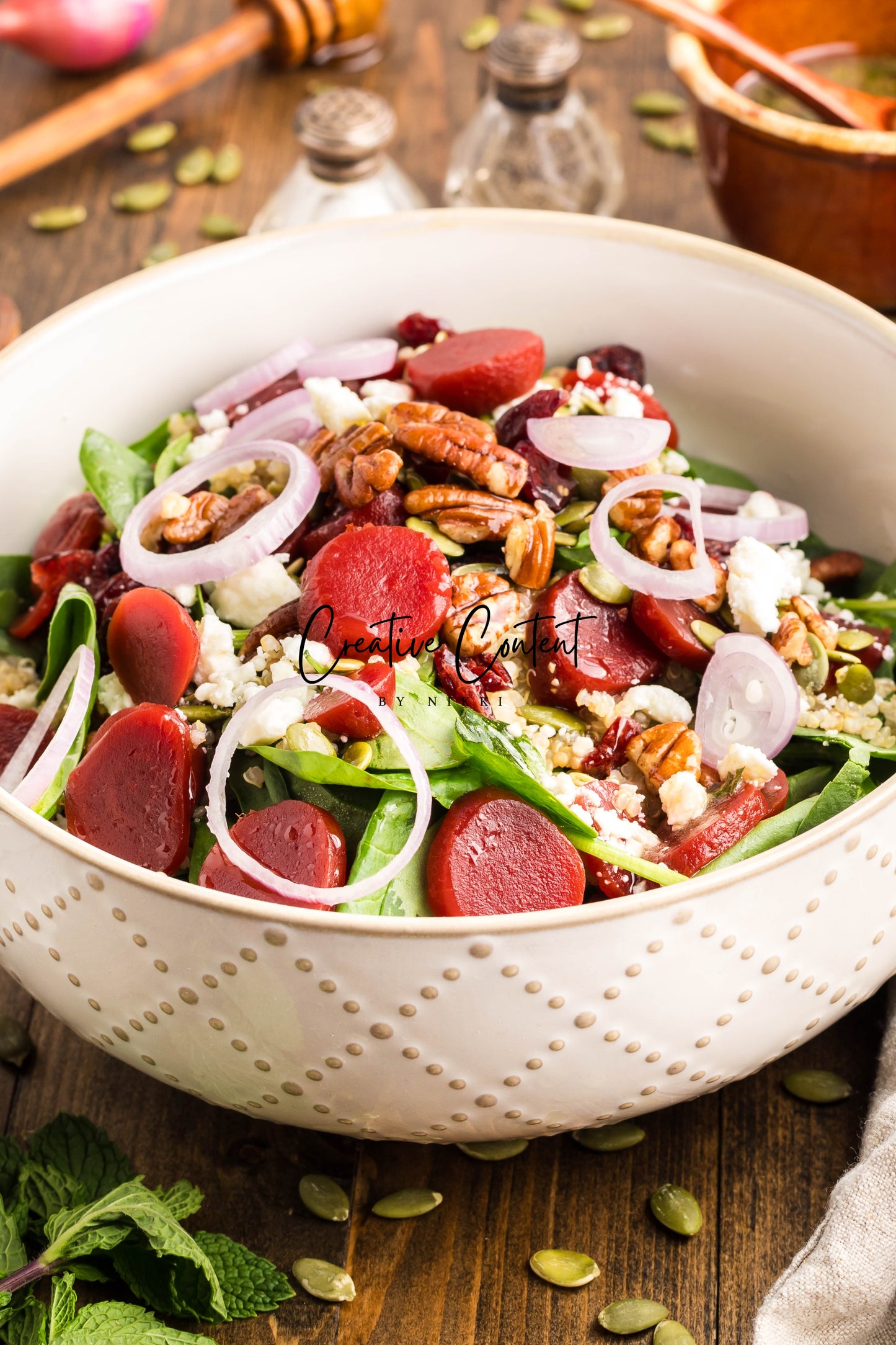 Beet Salad With Feta Cheese + Mint Vinaigrette - Set 2 of 2