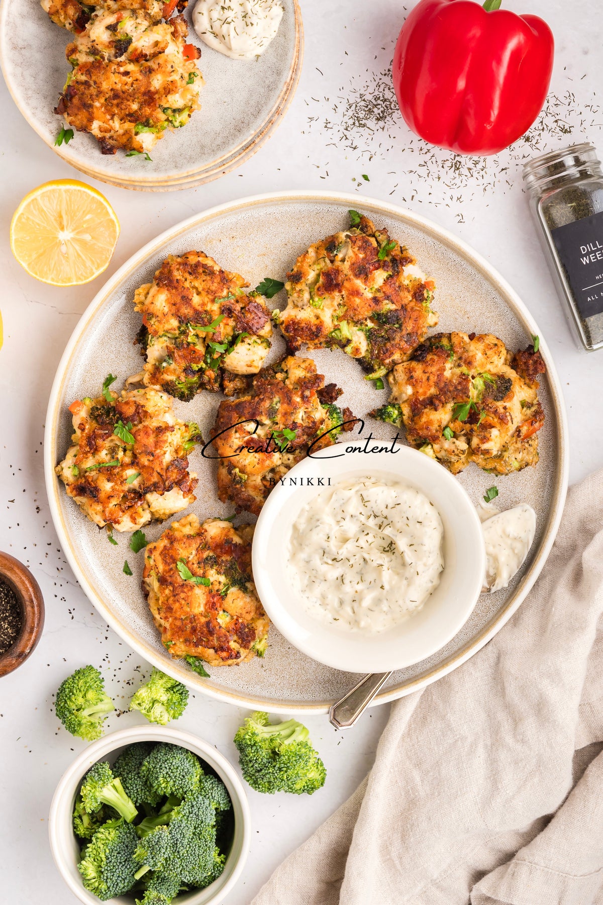 Chicken Broccoli Parm Fritters + Garlic Aioli - Exclusive