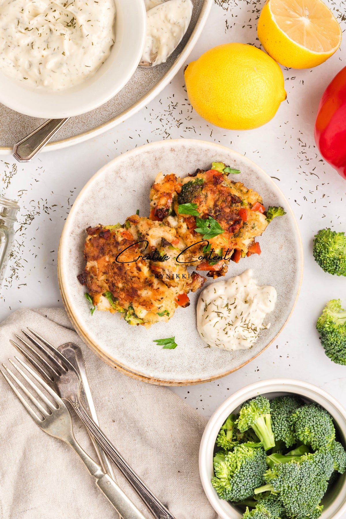 Chicken Broccoli Parm Fritters + Garlic Aioli - Exclusive