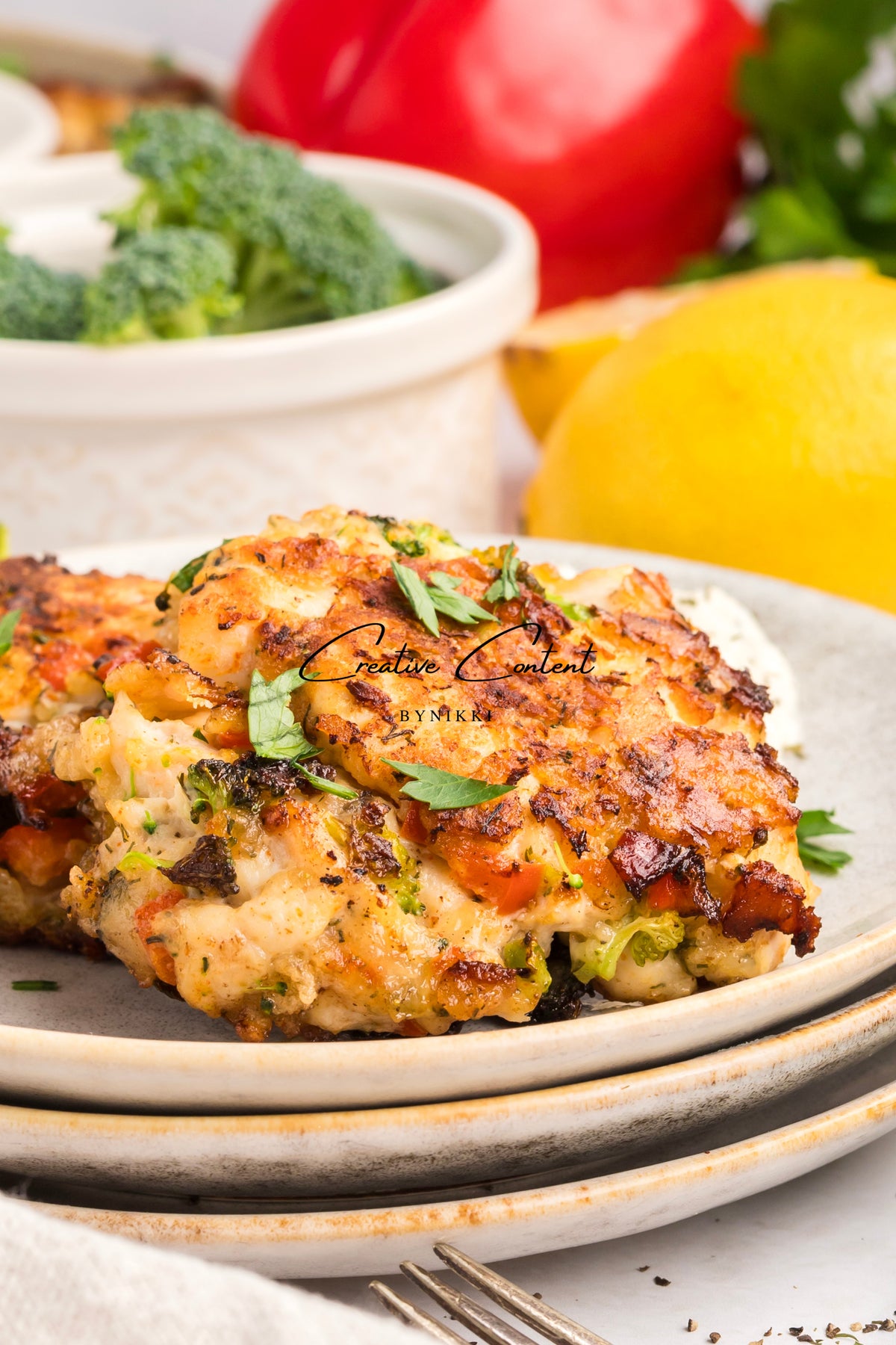 Chicken Broccoli Parm Fritters + Garlic Aioli - Exclusive