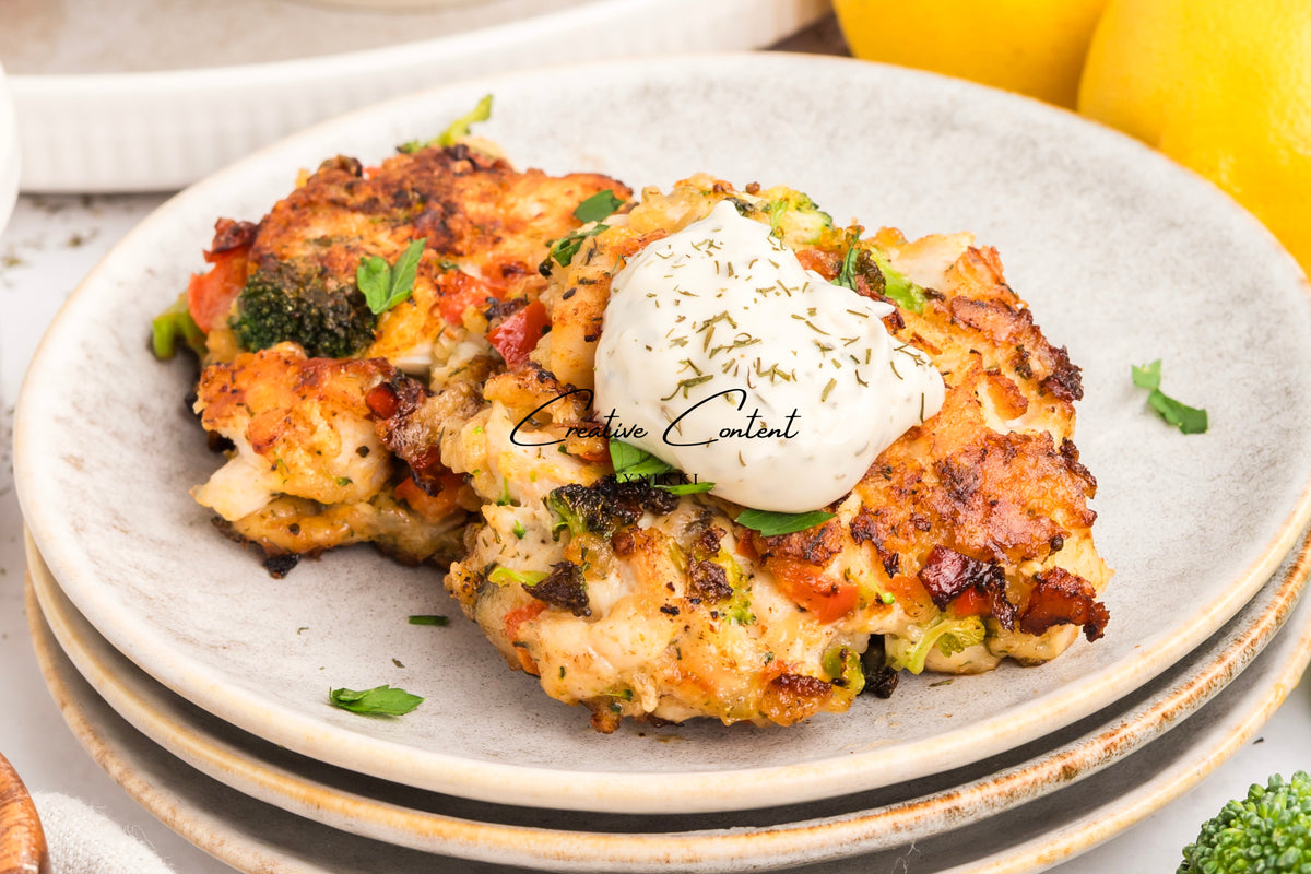 Chicken Broccoli Parm Fritters + Garlic Aioli - Exclusive