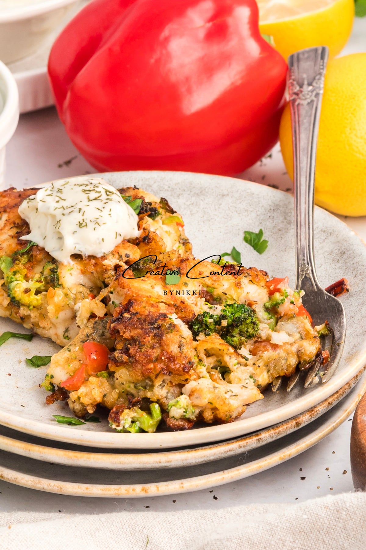 Chicken Broccoli Parm Fritters + Garlic Aioli - Exclusive