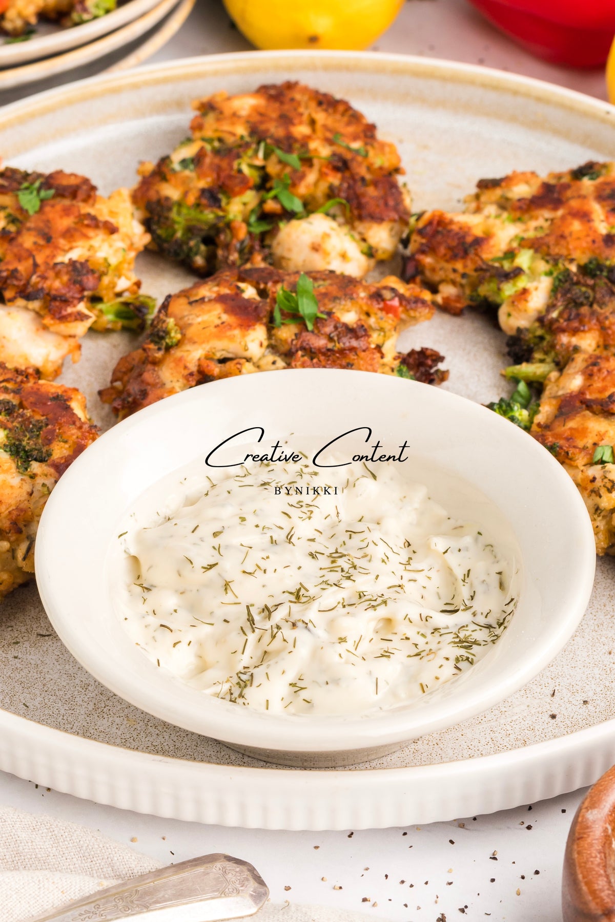 Chicken Broccoli Parm Fritters + Garlic Aioli - Exclusive