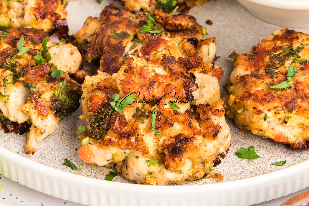 Chicken Broccoli Parm Fritters + Garlic Aioli - Exclusive